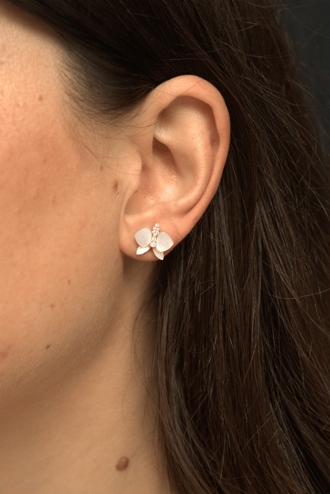 Eternelle Orchid Earrings Mother of Pearl Yellow Gold by Natkina