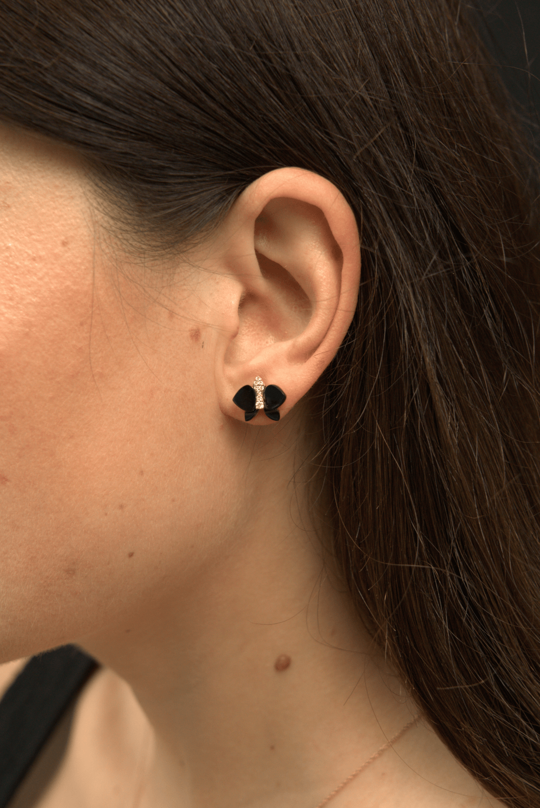 Eternelle Orchid Earrings Onyx Diamond Rose Gold by Natkina