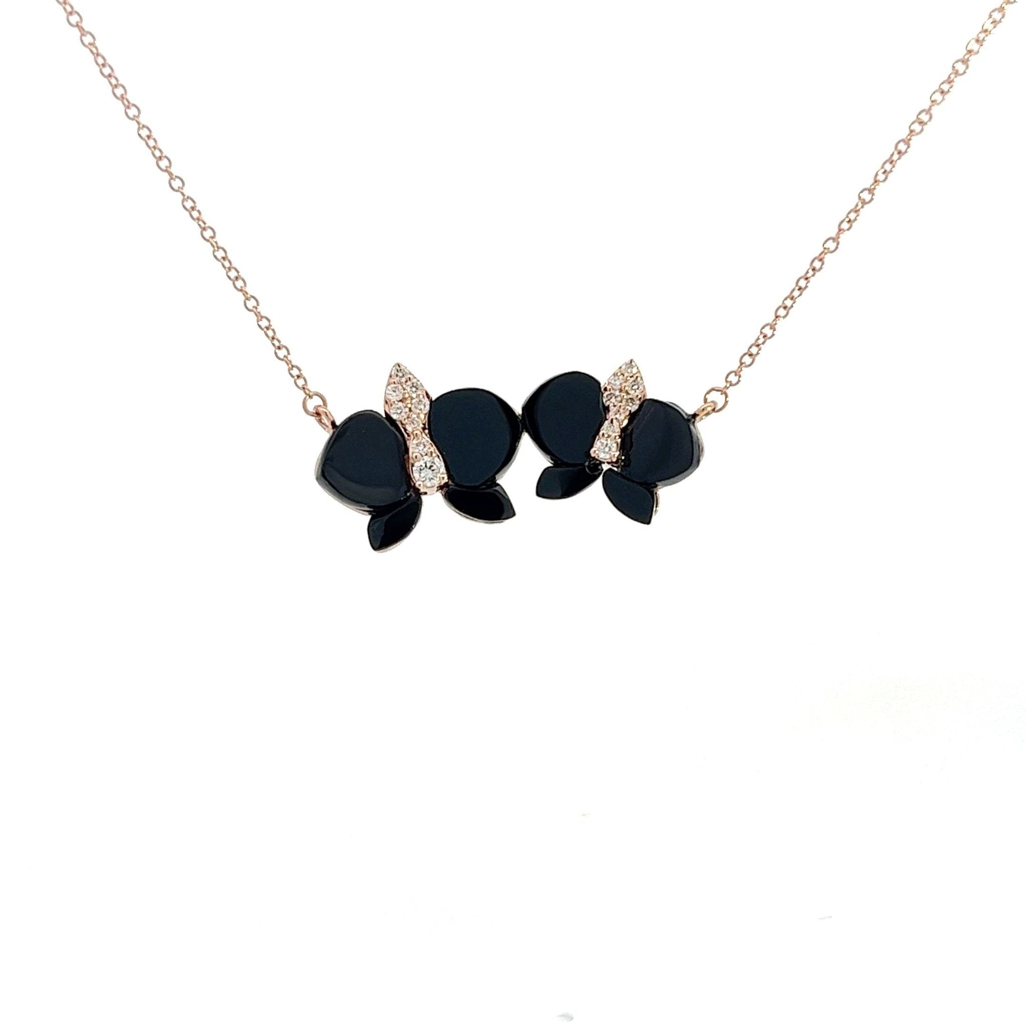 Eternelle Orchid Necklace Onyx Diamond Rose Gold by Natkina