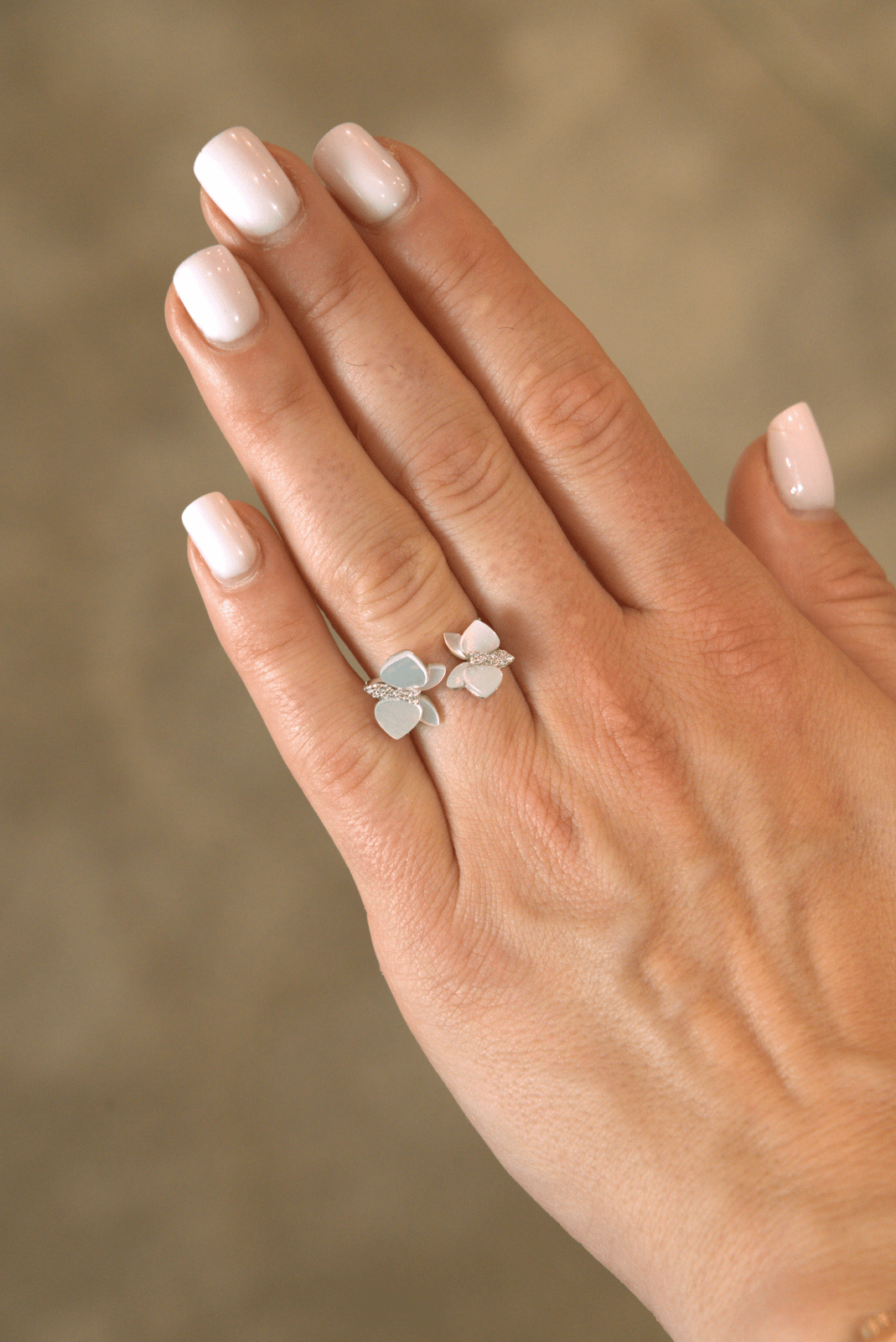 Eternelle Orchid Ring Mother of Pearl 14K White Gold by Natkina