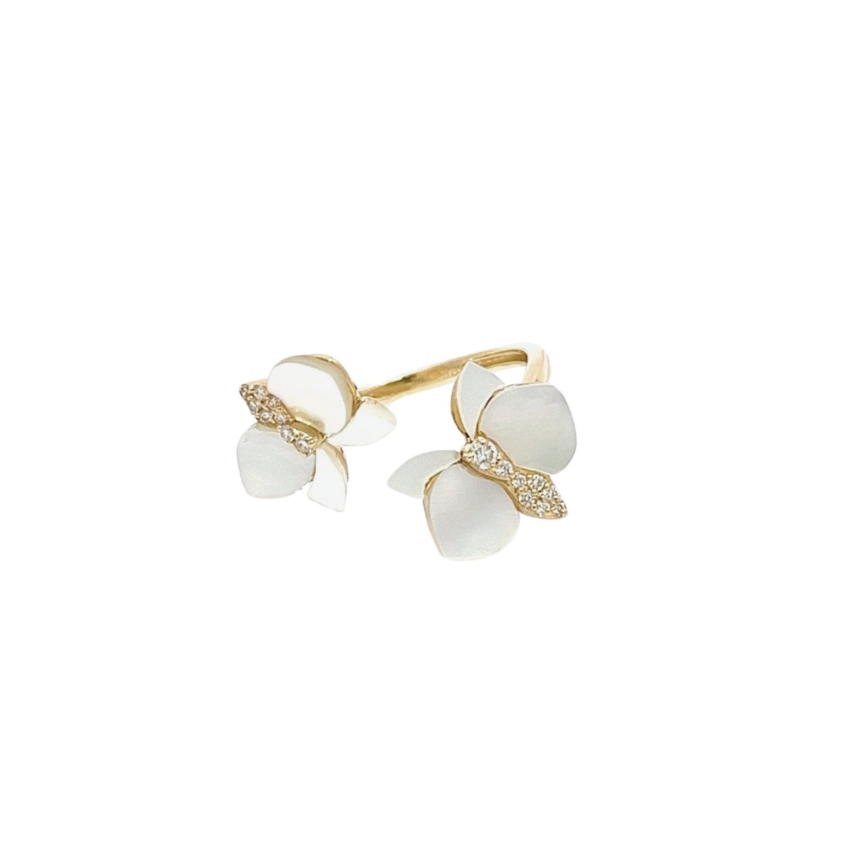 Eternelle Orchid Ring Mother of Pearl Yellow Gold by Natkina