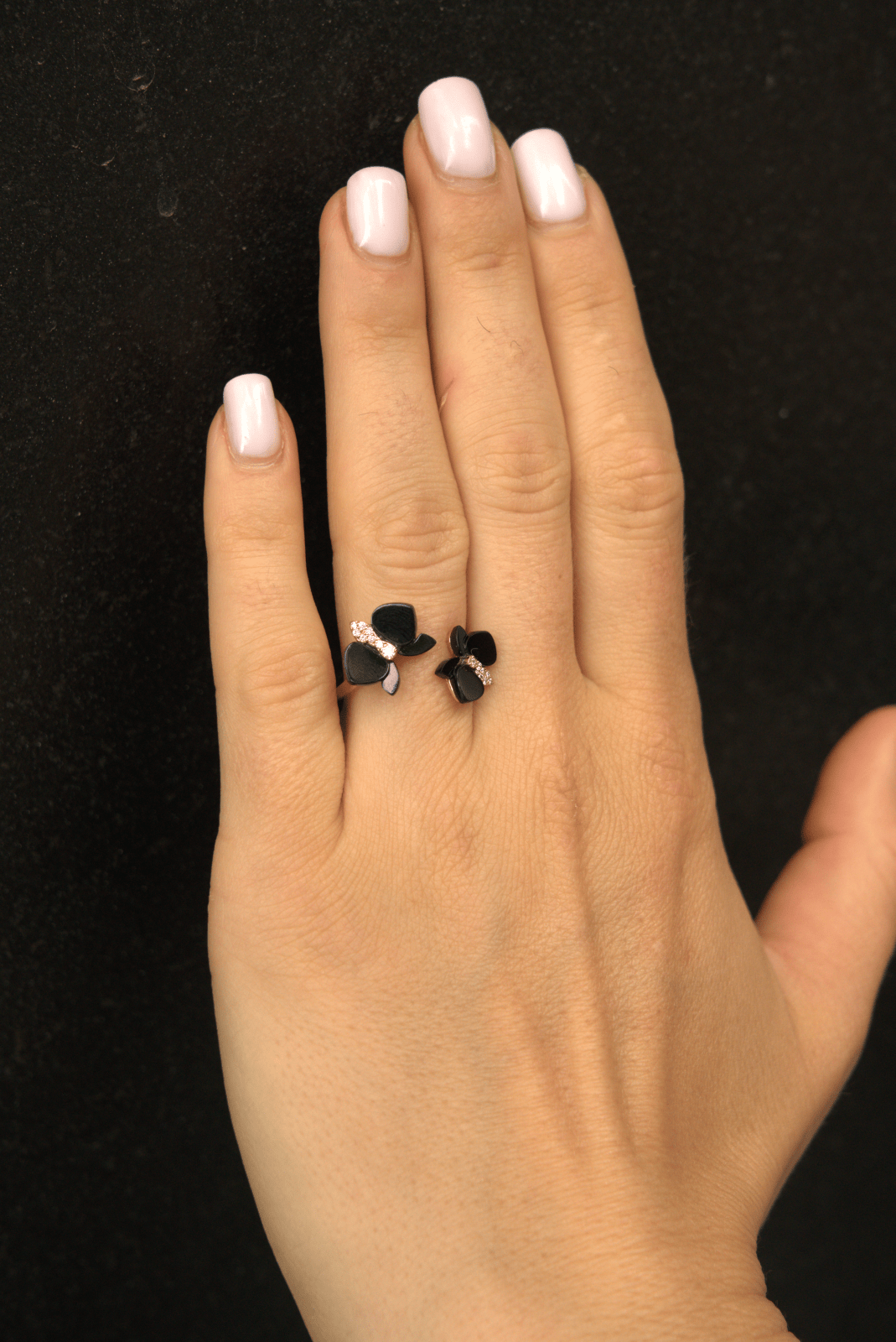 Eternelle Orchid Ring Onyx Diamond Rose Gold by Natkina