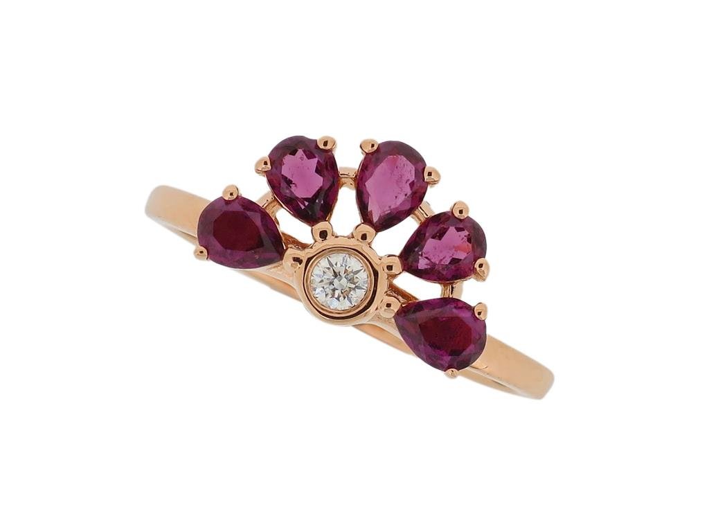 Eternelle Ring Diamond Garnet Rose Gold by Natkina