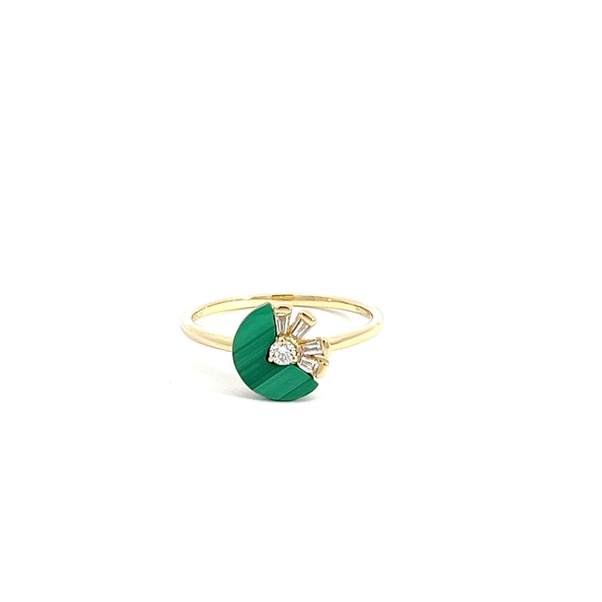 Eternelle Ring Diamond Malachite Yellow Gold by Natkina