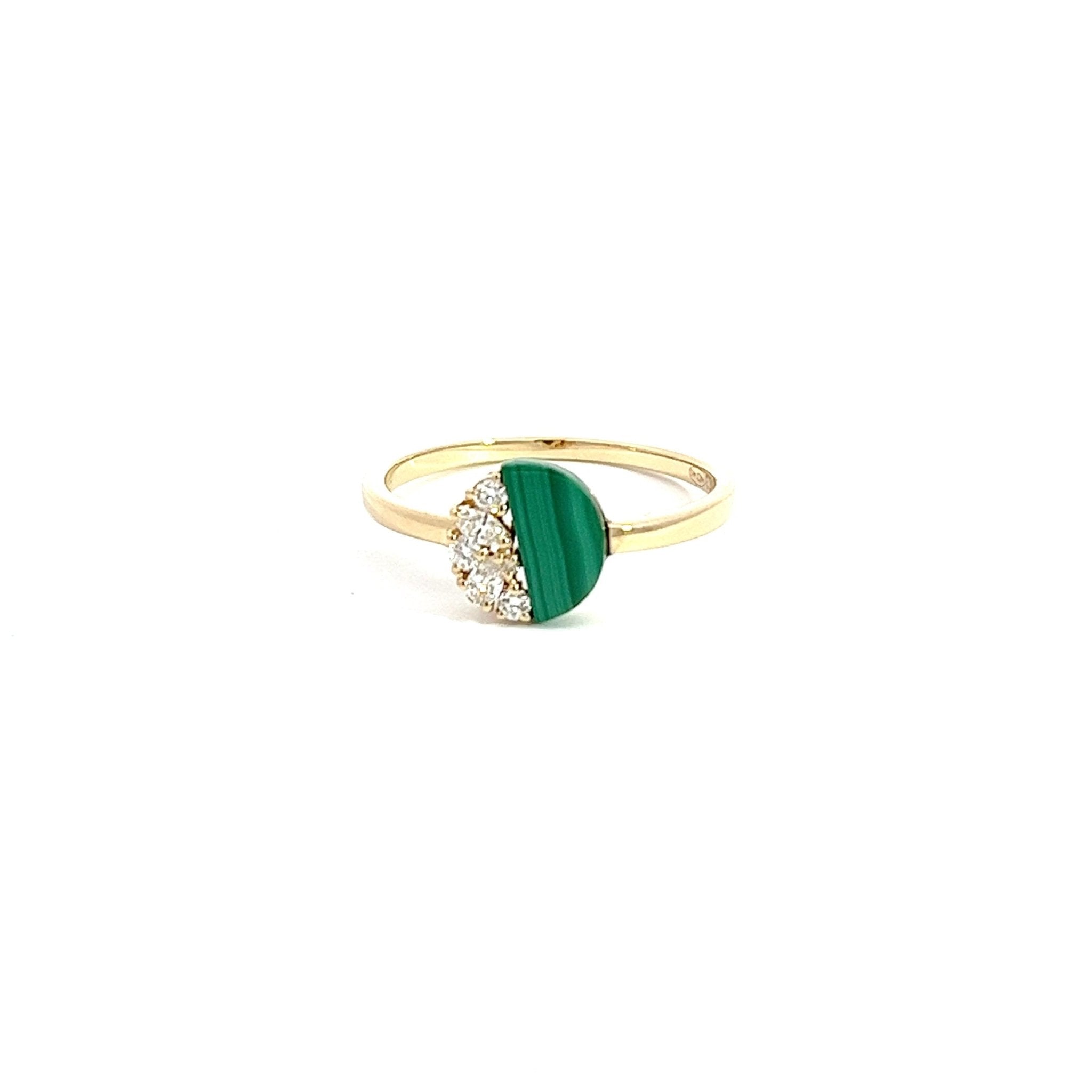 Eternelle Ring Diamond Malachite Yellow Gold by Natkina