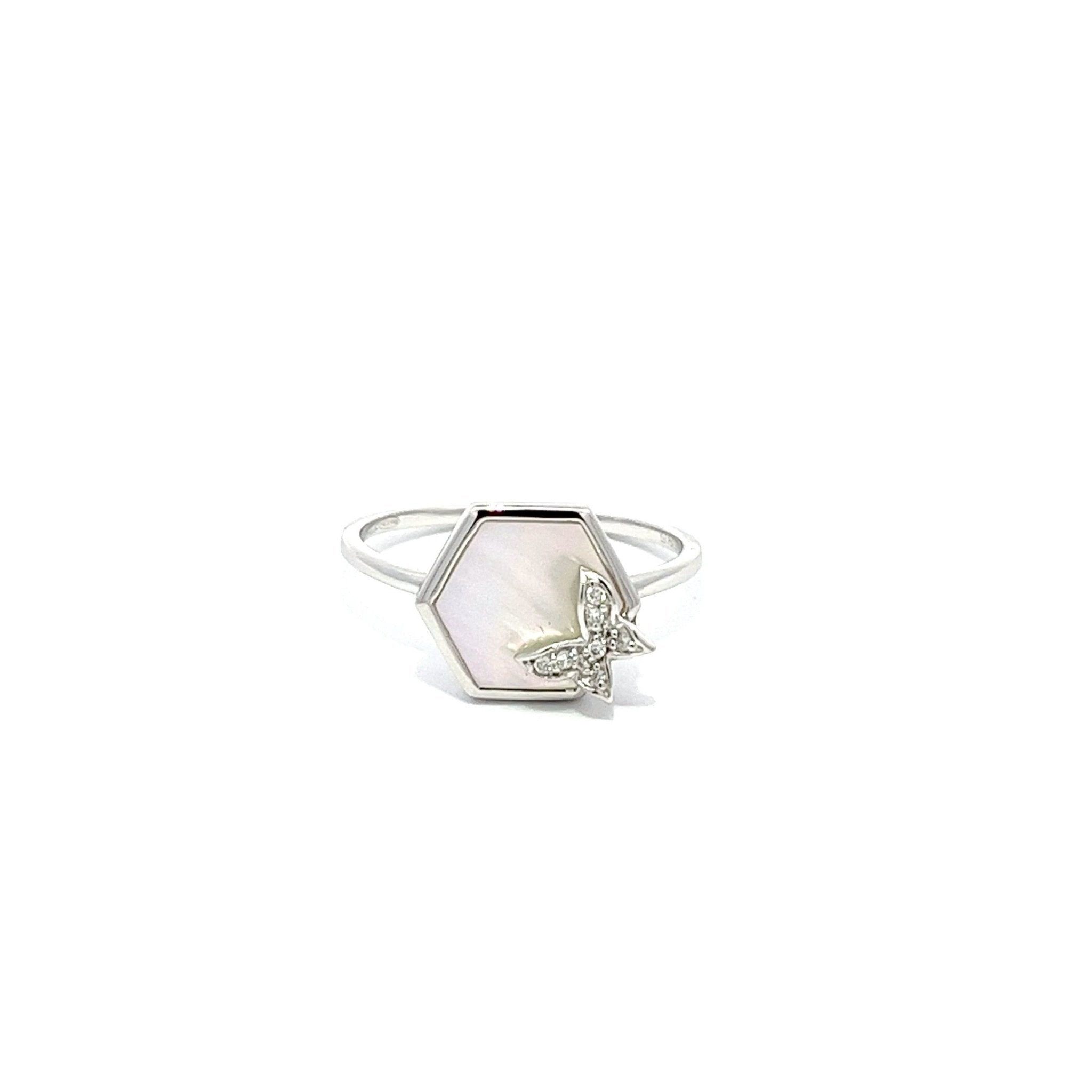 Eternelle Ring Diamond Mother of Pearl White Gold by Natkina