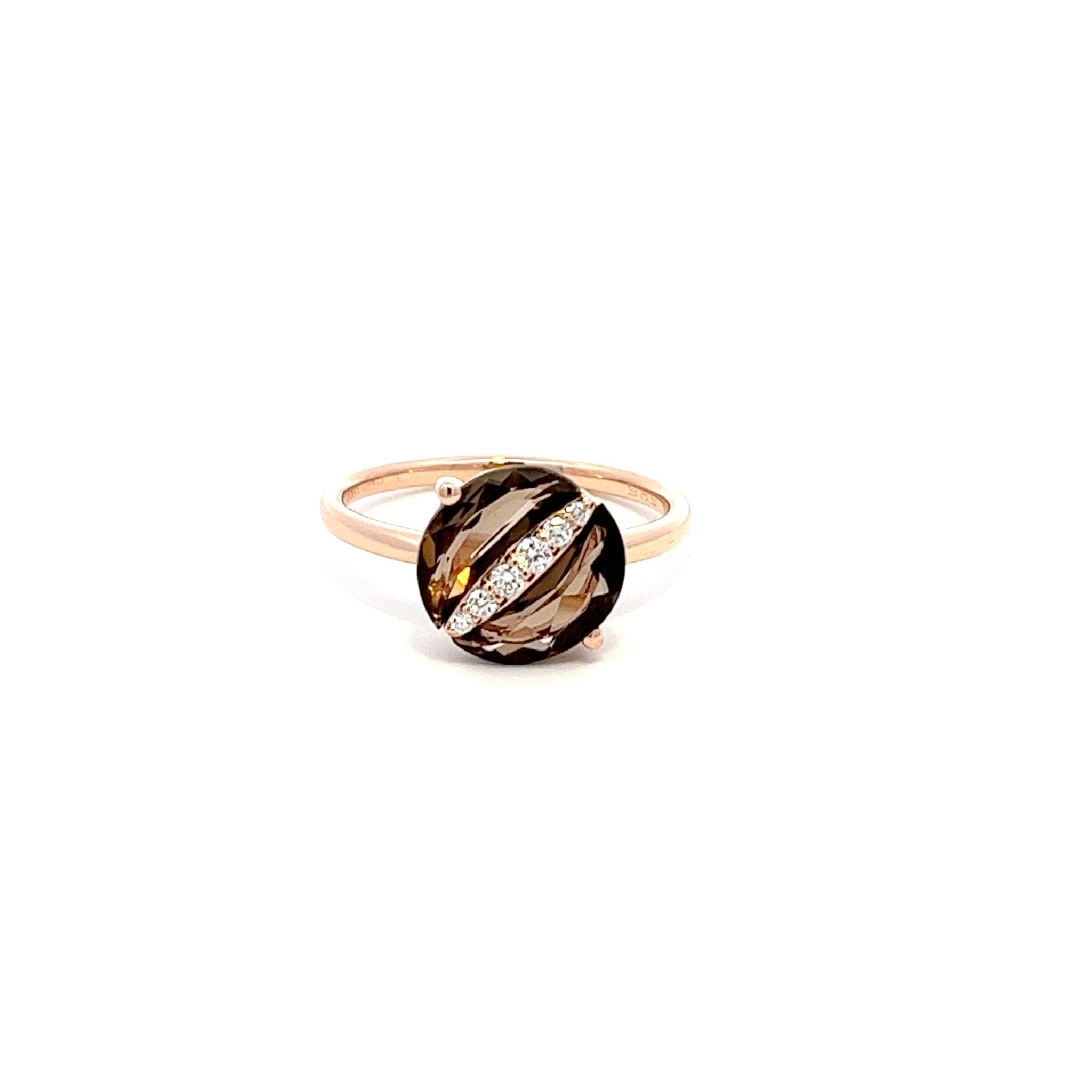 Eternelle Ring Diamonds Smoky Quartz 14K Rose Gold by Natkina