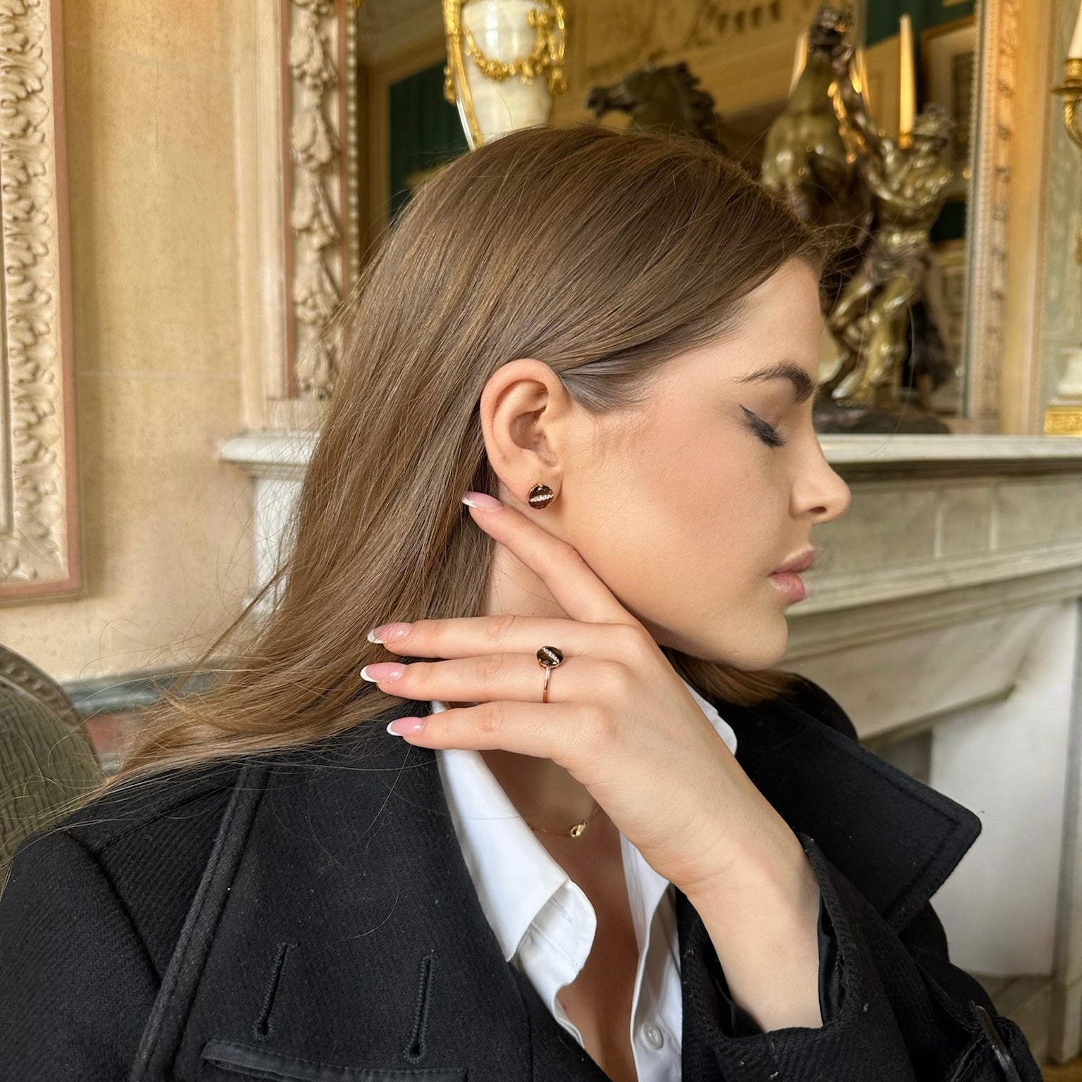 Eternelle Ring Diamonds Smoky Quartz 14K Rose Gold by Natkina