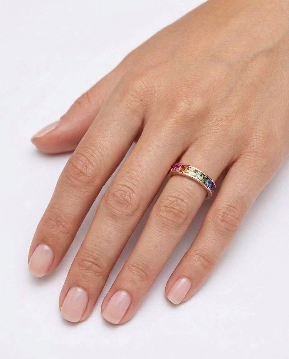 Fine Rainbow Eternity Band Ring by Natkina