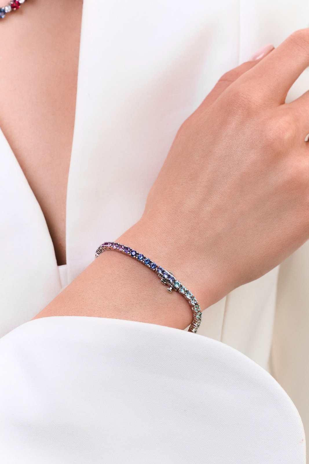 Fine Rainbow Tennis Bracelet by Natkina
