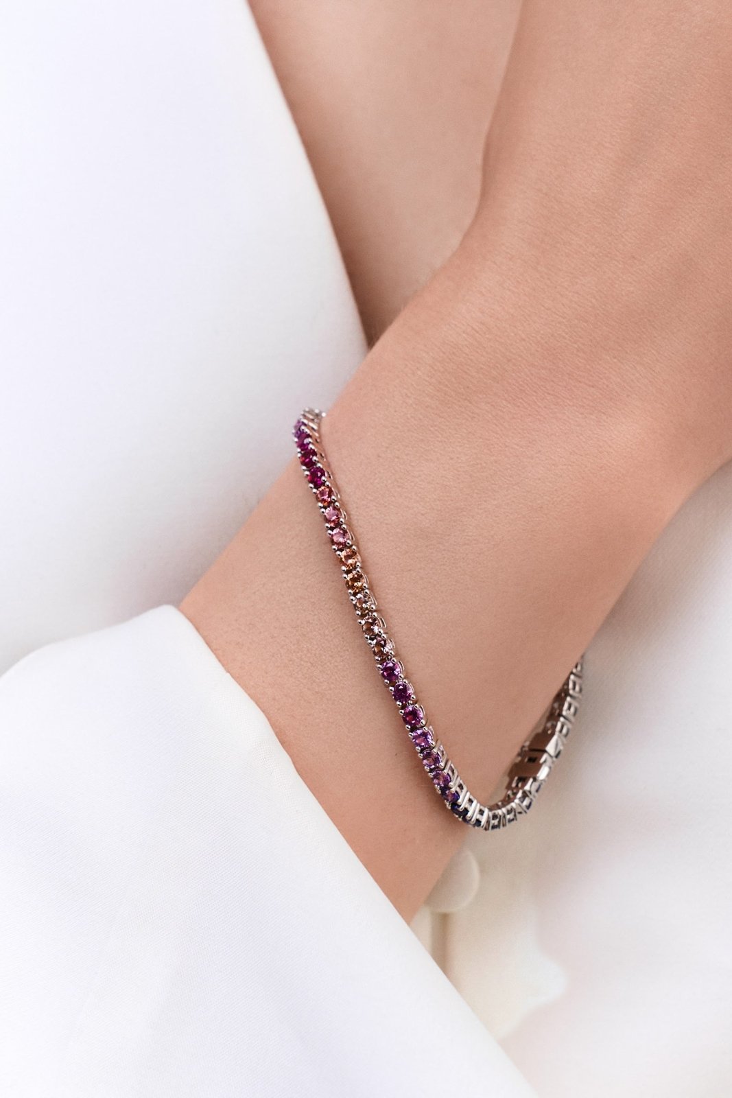 Fine Rainbow Tennis Bracelet by Natkina