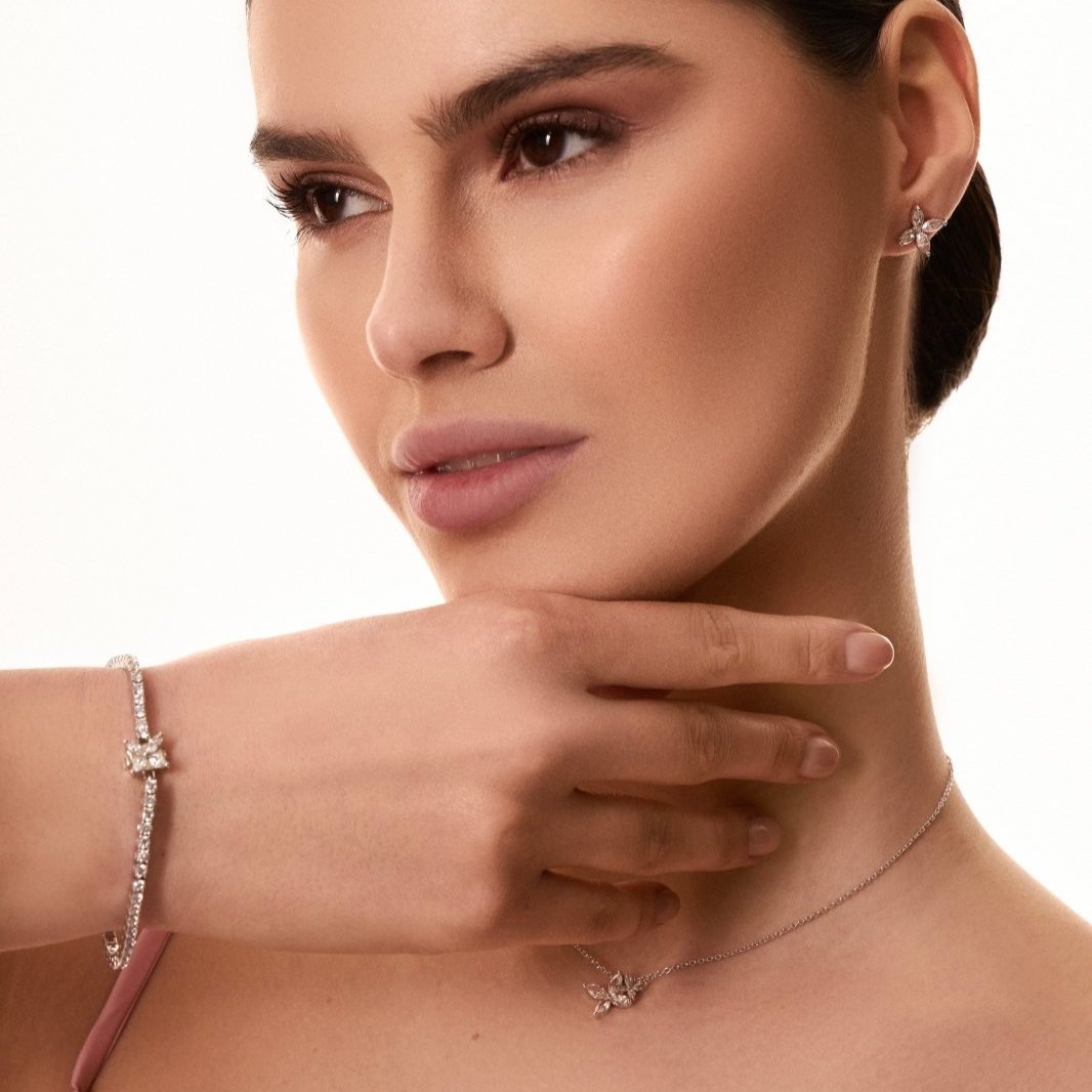 Flower Silver Necklace Peach Fuzz Collection SS24 by Natkina