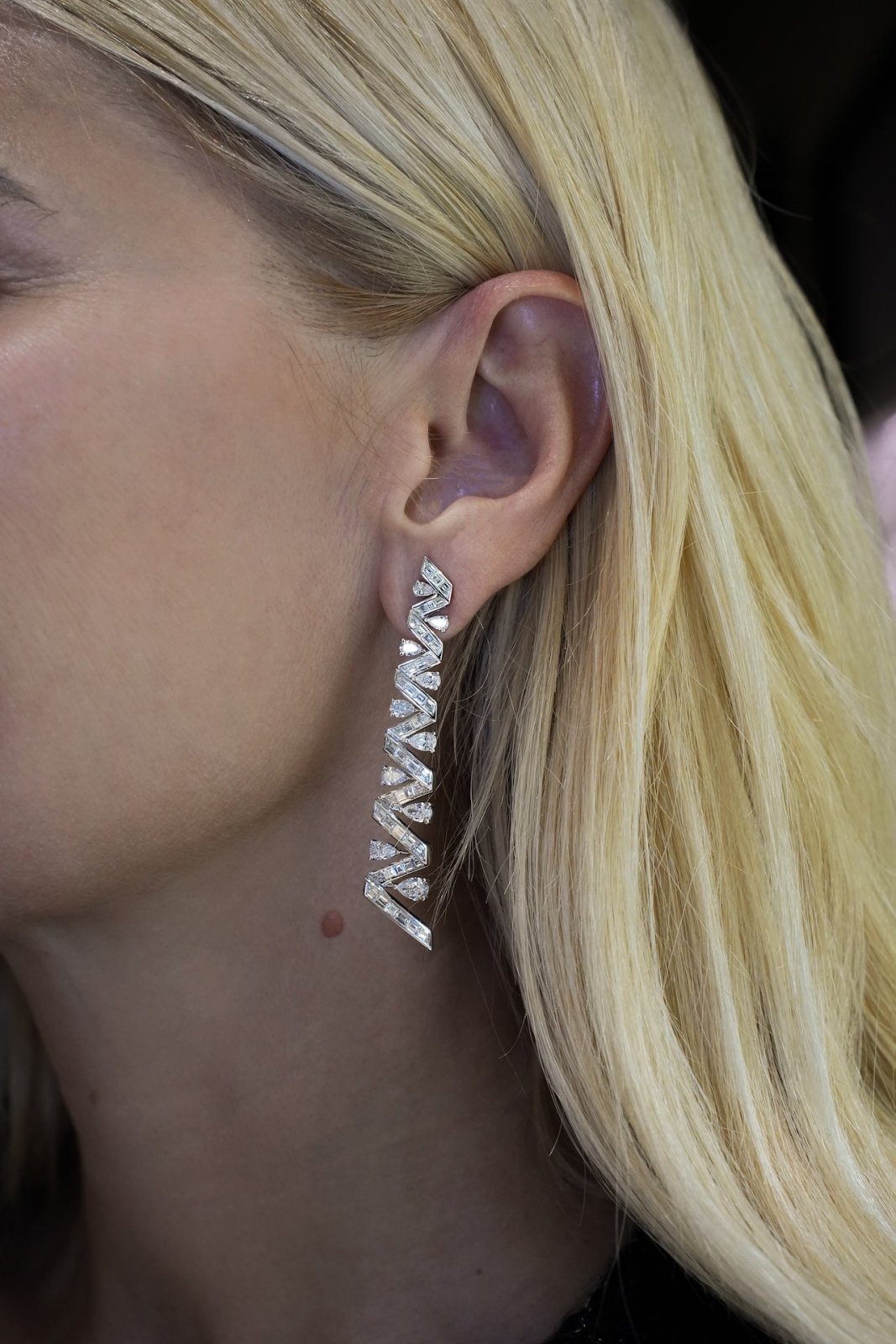 Geometry Diamond 18K White Gold Exclusive Earrings by Natkina