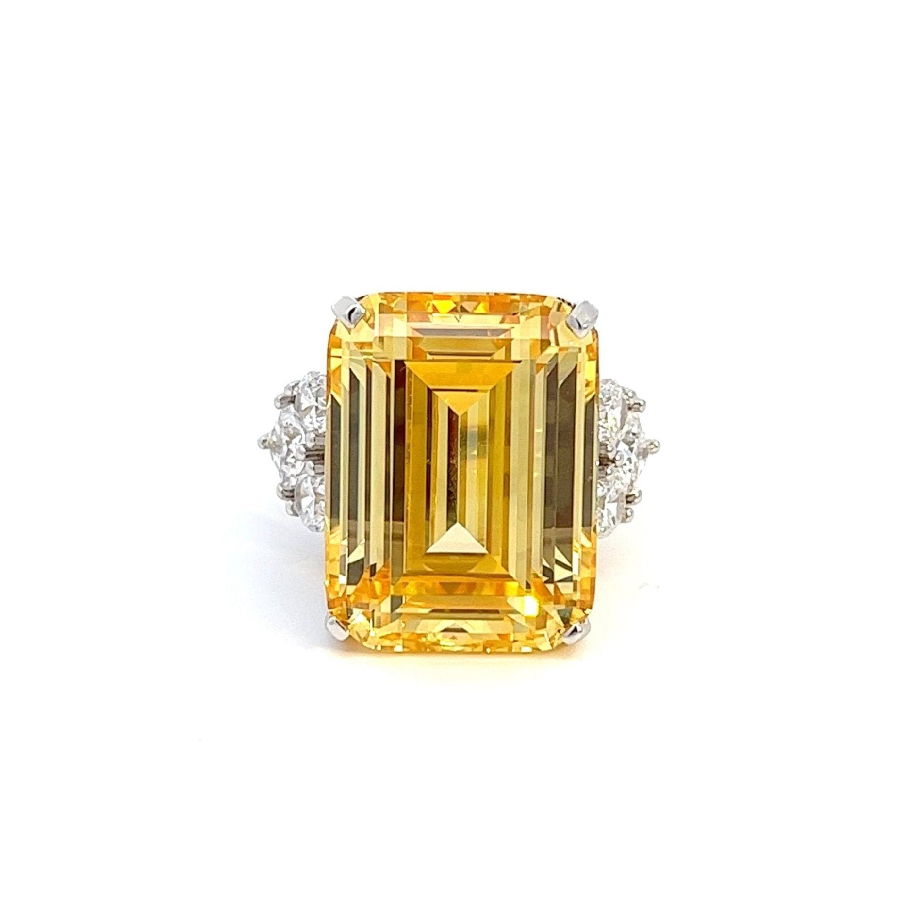 Gorgeous Emerald Cut Three Stone Silver Ring by Natkina