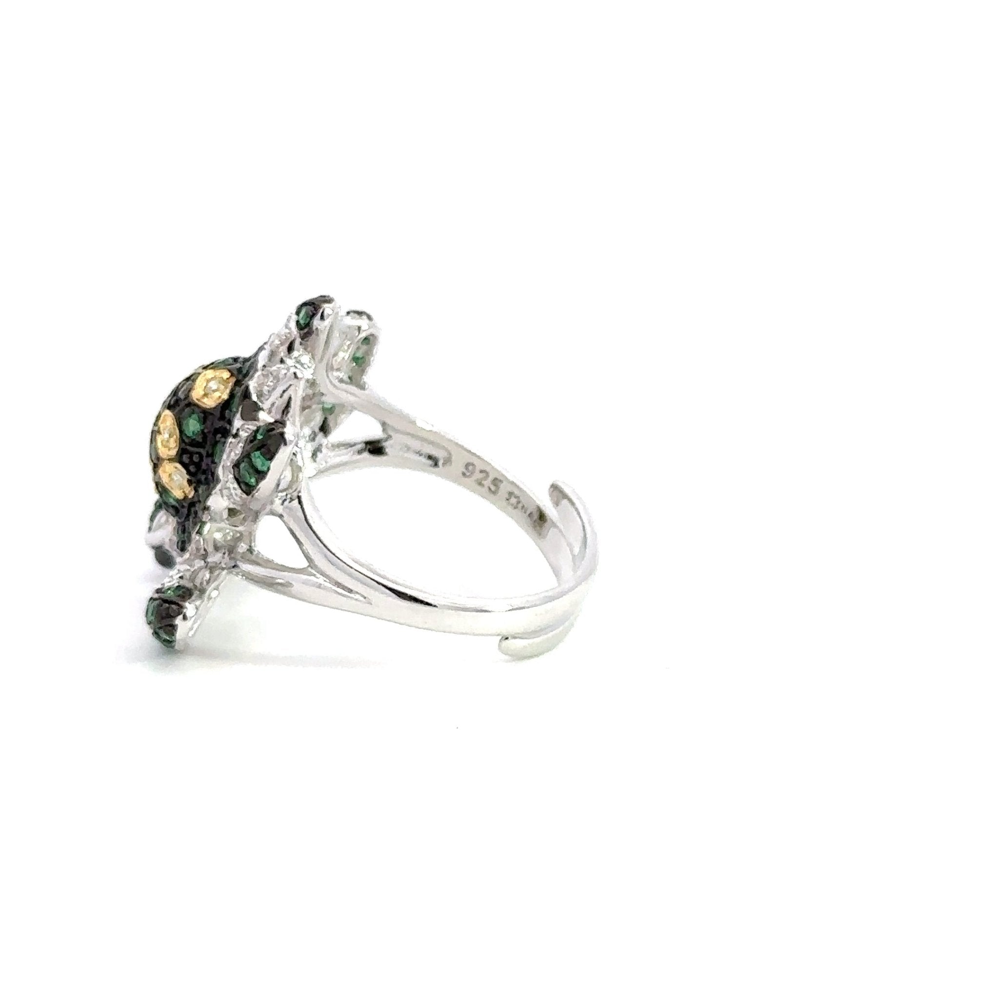 Green Turtle SIlver Ring by Natkina