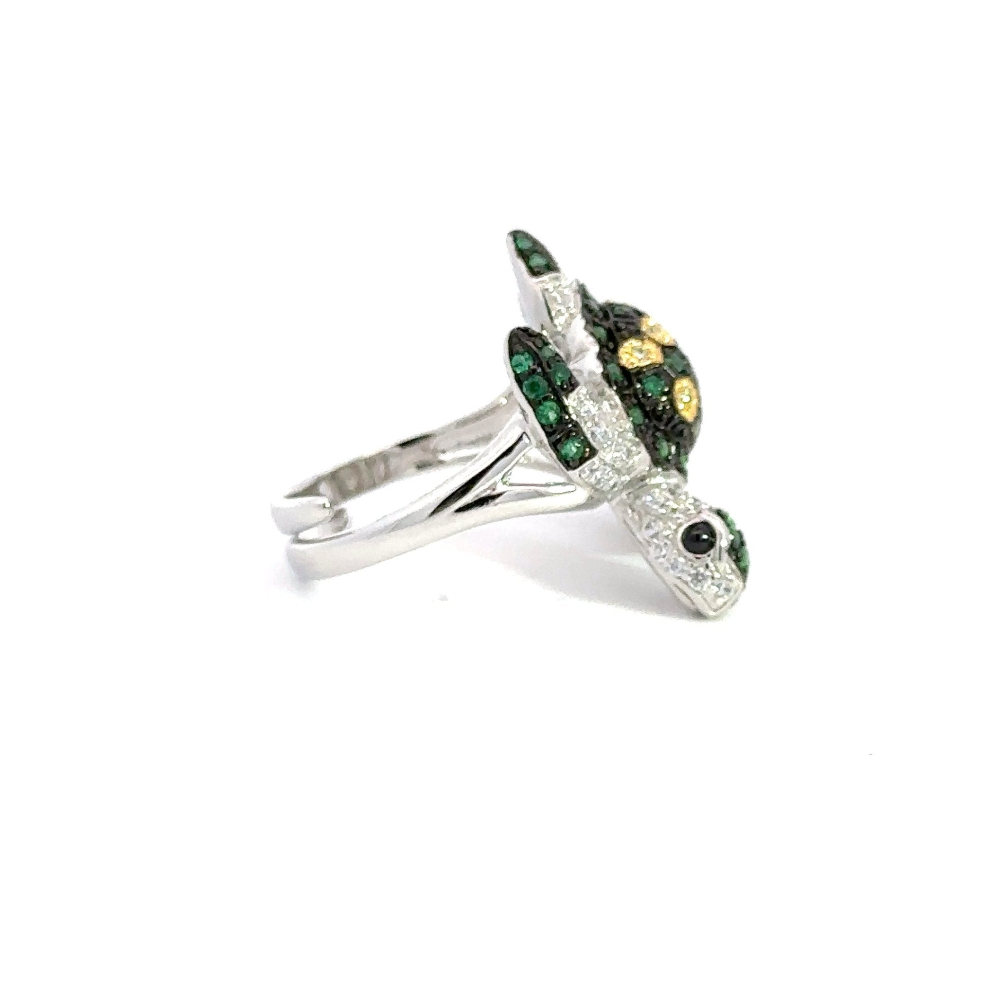 Green Turtle SIlver Ring by Natkina
