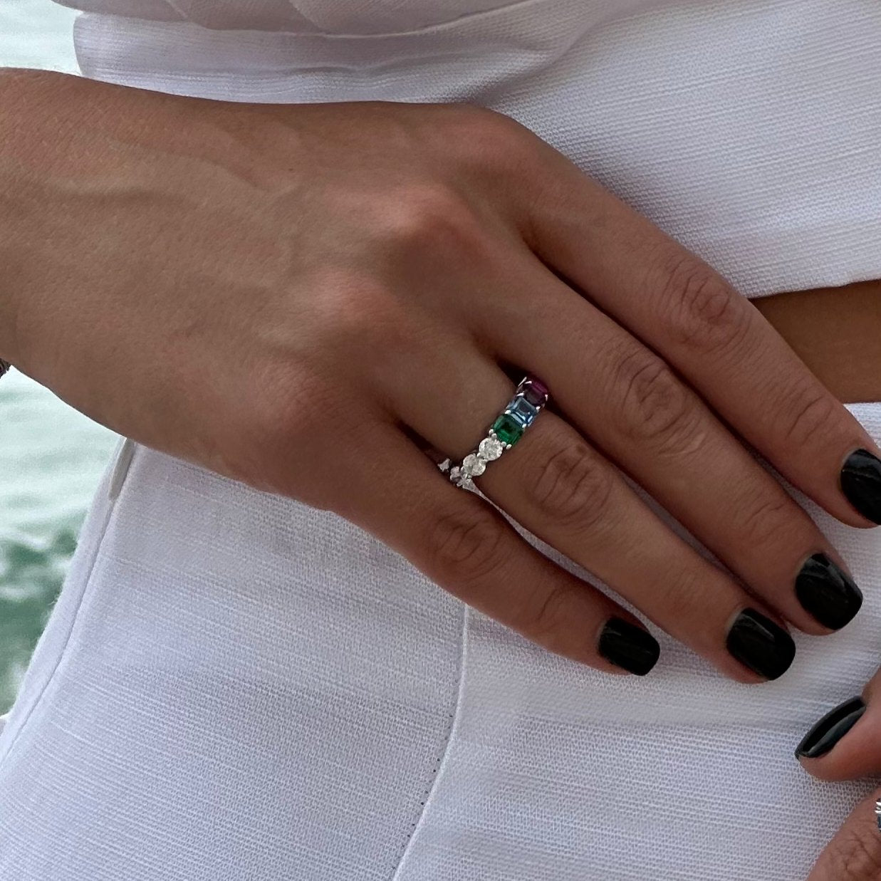 Half/Half Fashion Band Silver Ring by Natkina