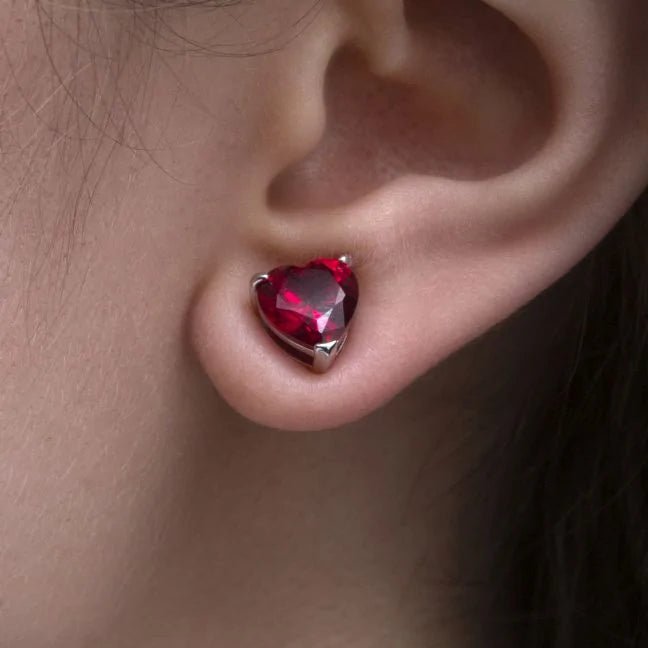Heart Cut Stud Silver Earrings by Natkina