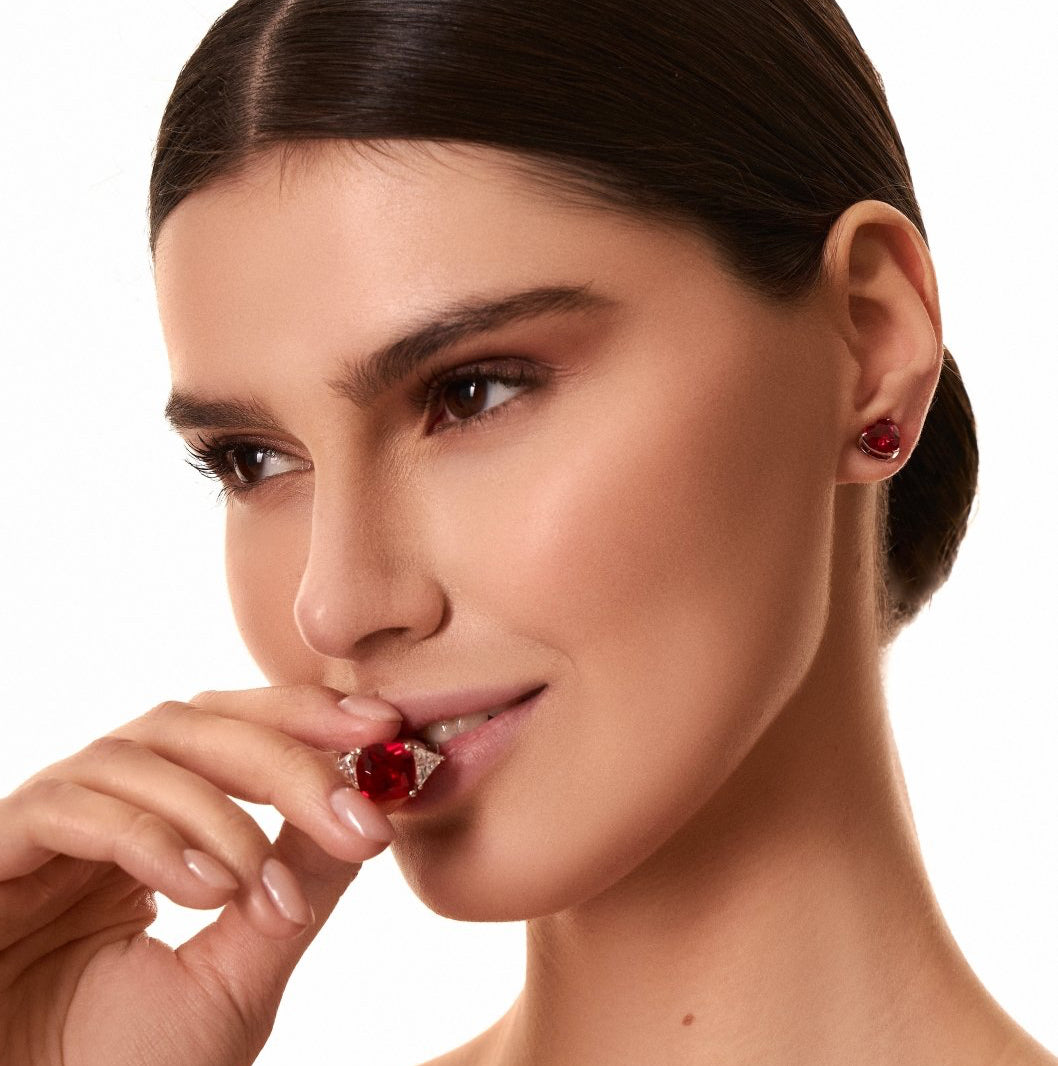 Heart Cut Stud Silver Earrings by Natkina