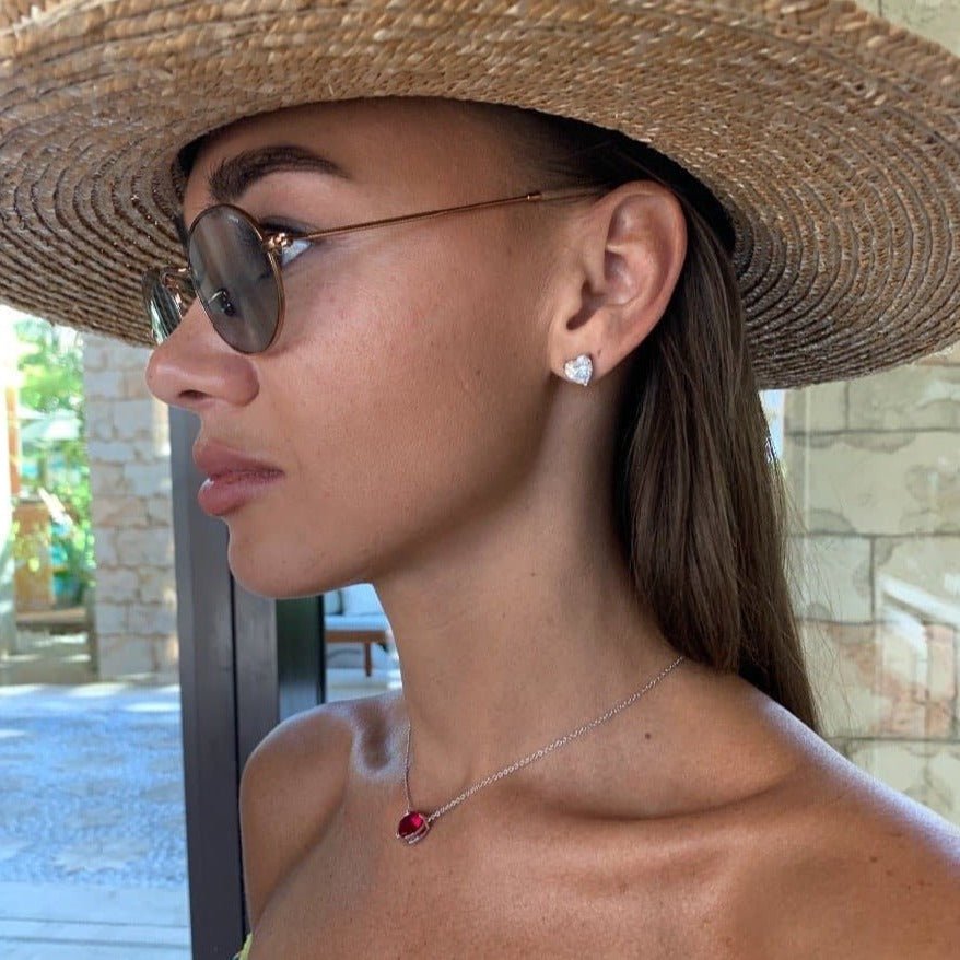 Heart Cut Stud Silver Earrings by Natkina