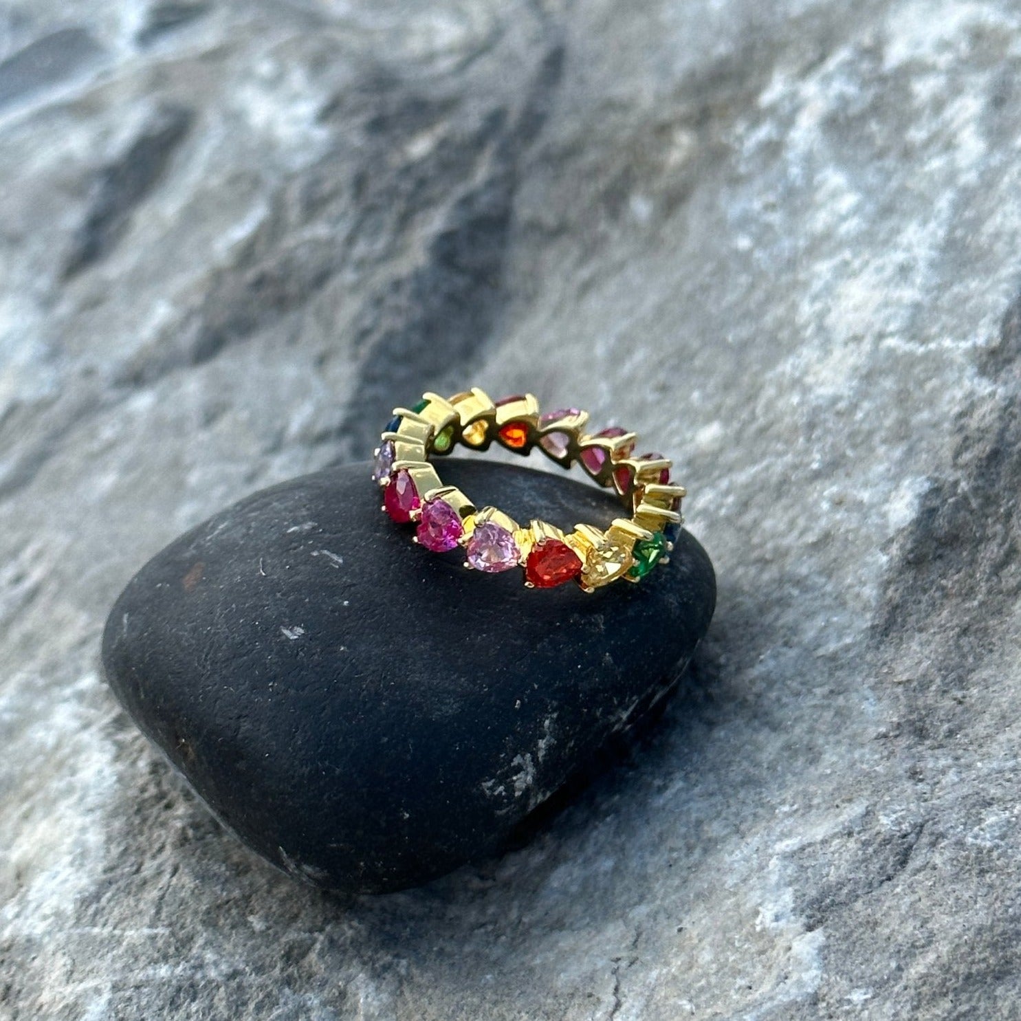 Heart Pattern Yellow Gold Platted Silver Ring by Natkina