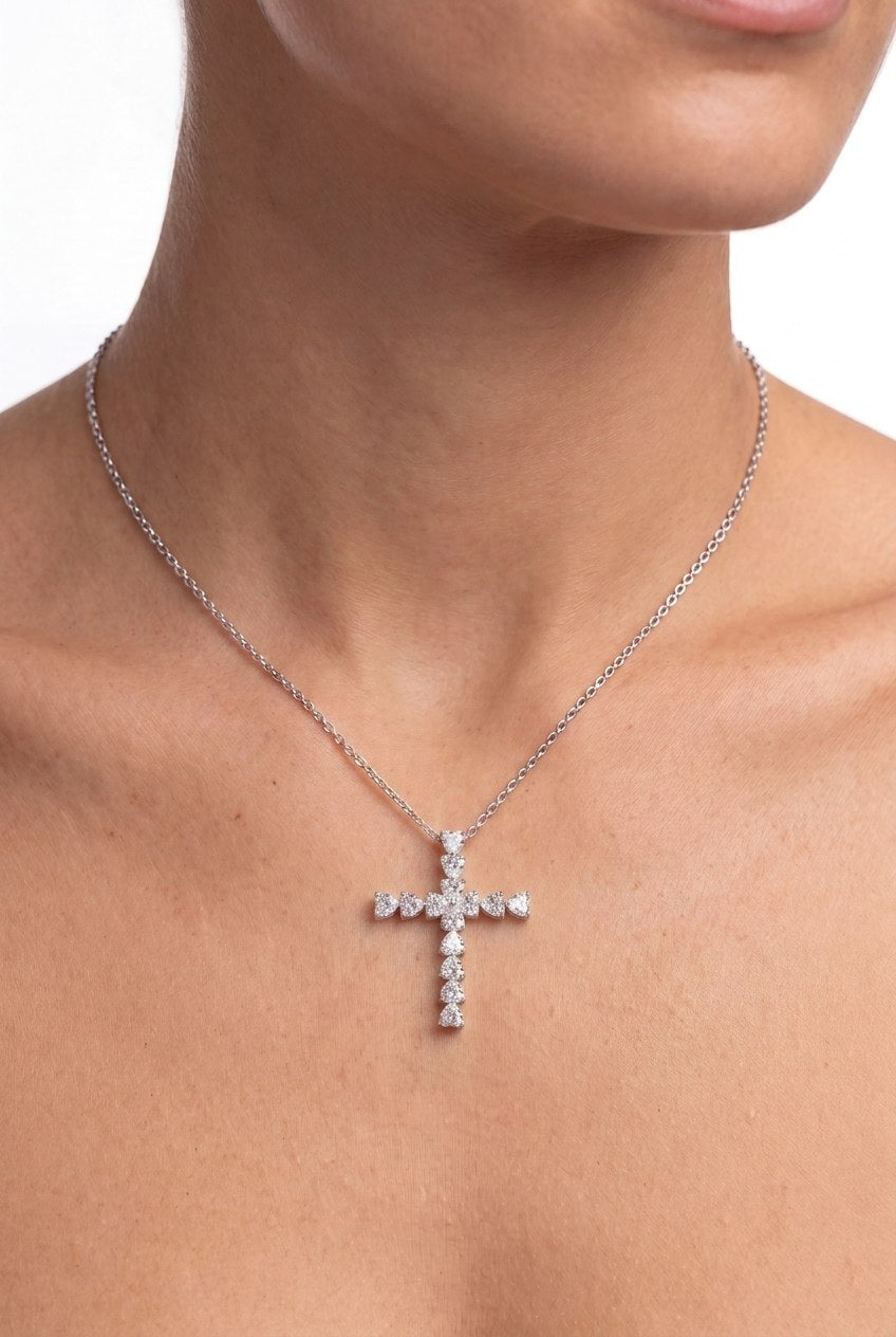 Heart Shaped Fancy Silver Cross by Natkina