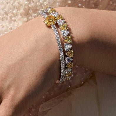 Heart Shaped Silver Tennis Bracelet by Natkina