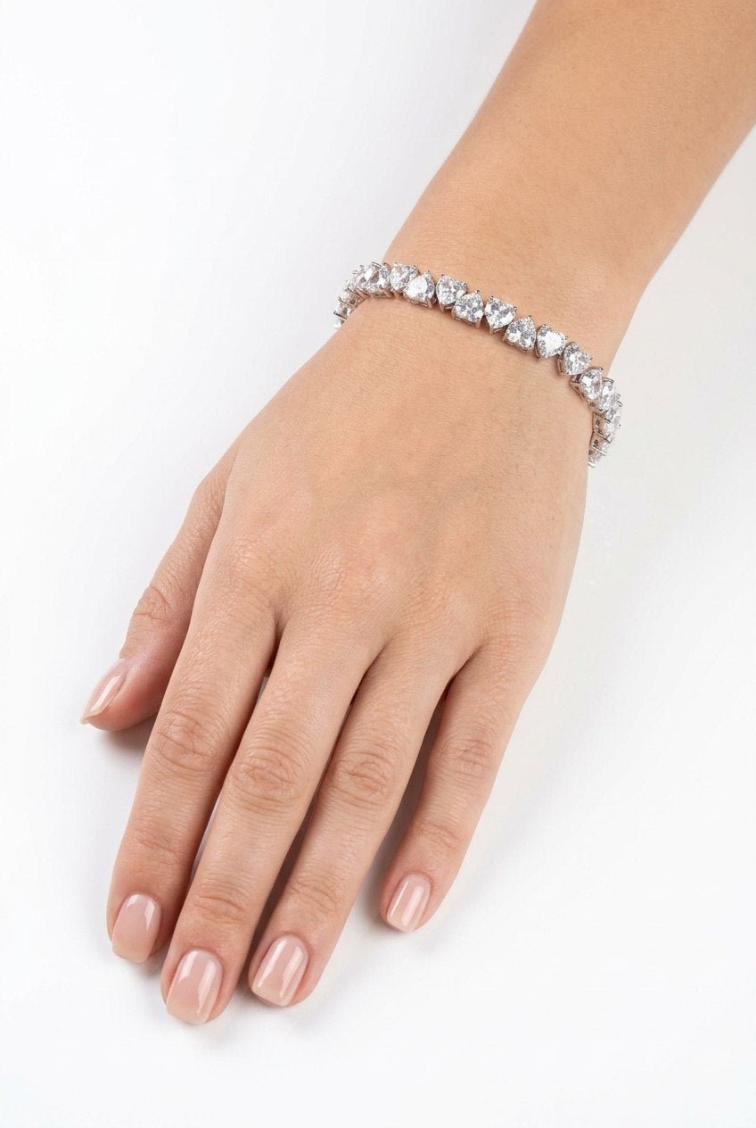 Heart Shaped Silver Tennis Bracelet by Natkina
