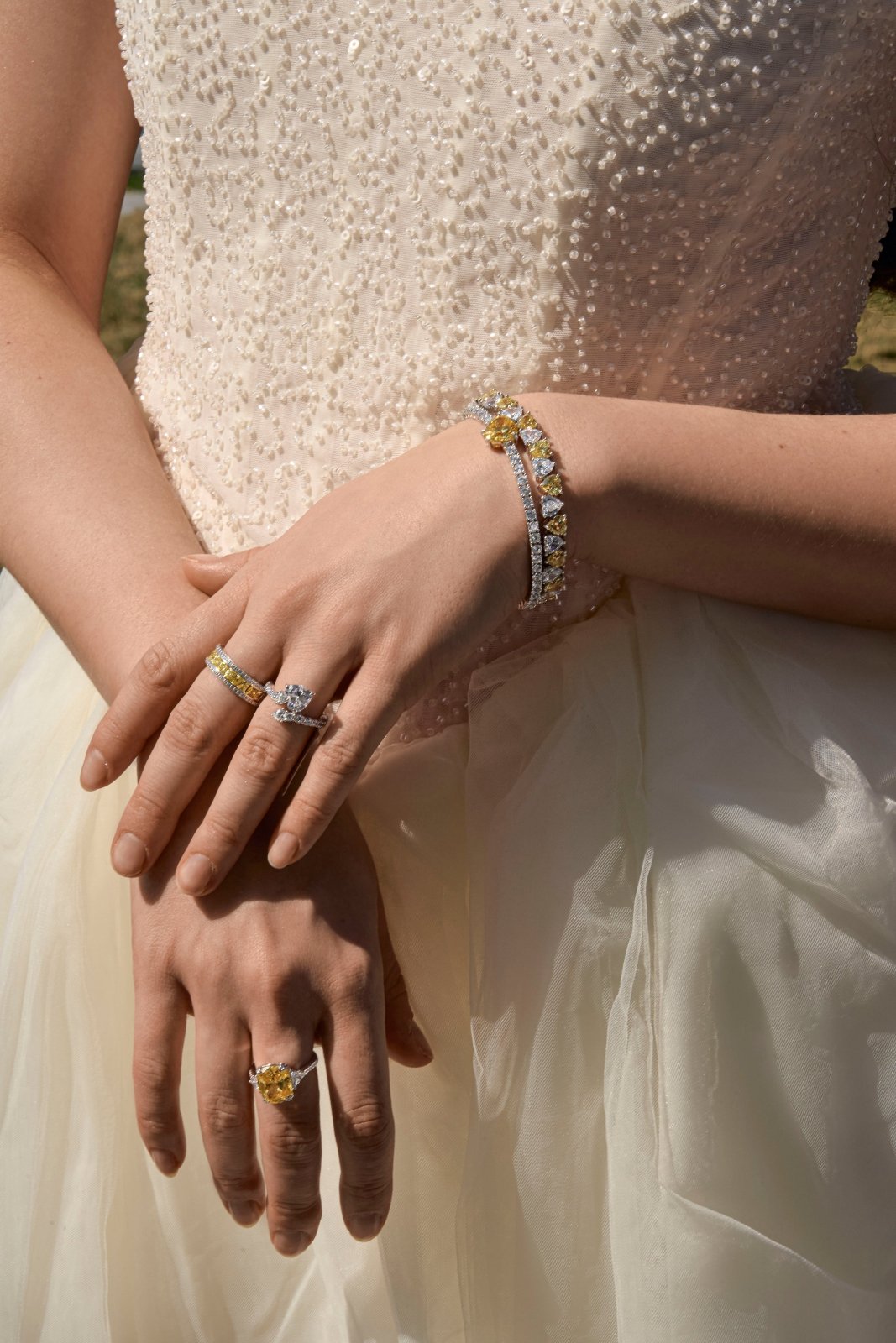 Heart Shaped Silver Tennis Bracelet by Natkina
