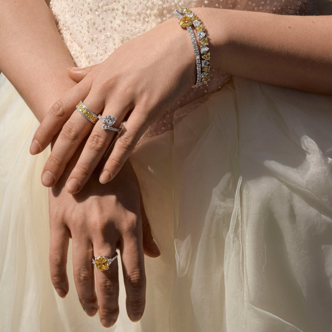 Heart Shaped Silver Tennis Bracelet by Natkina