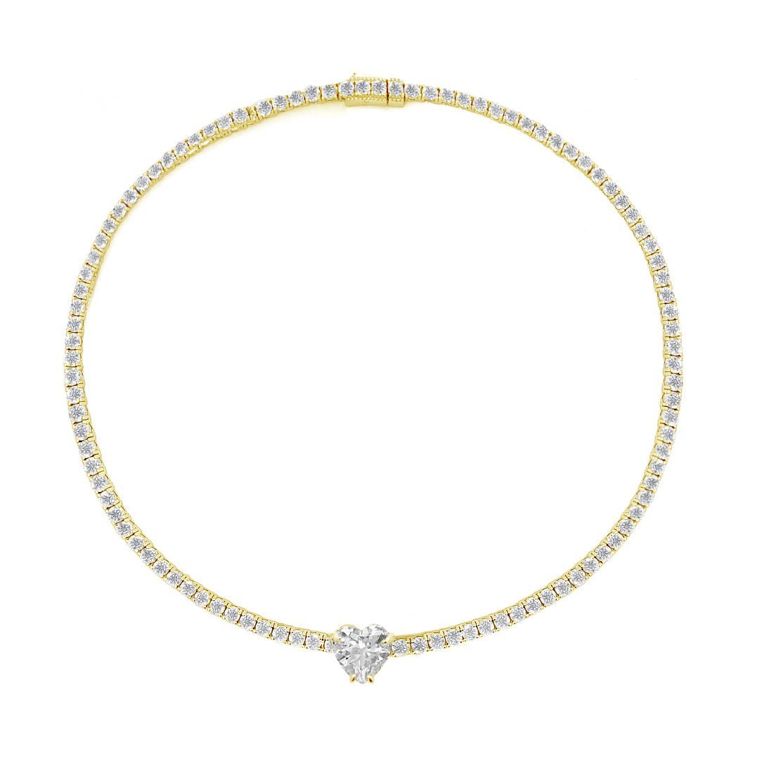 Heart Tennis Silver necklace choker by Natkina