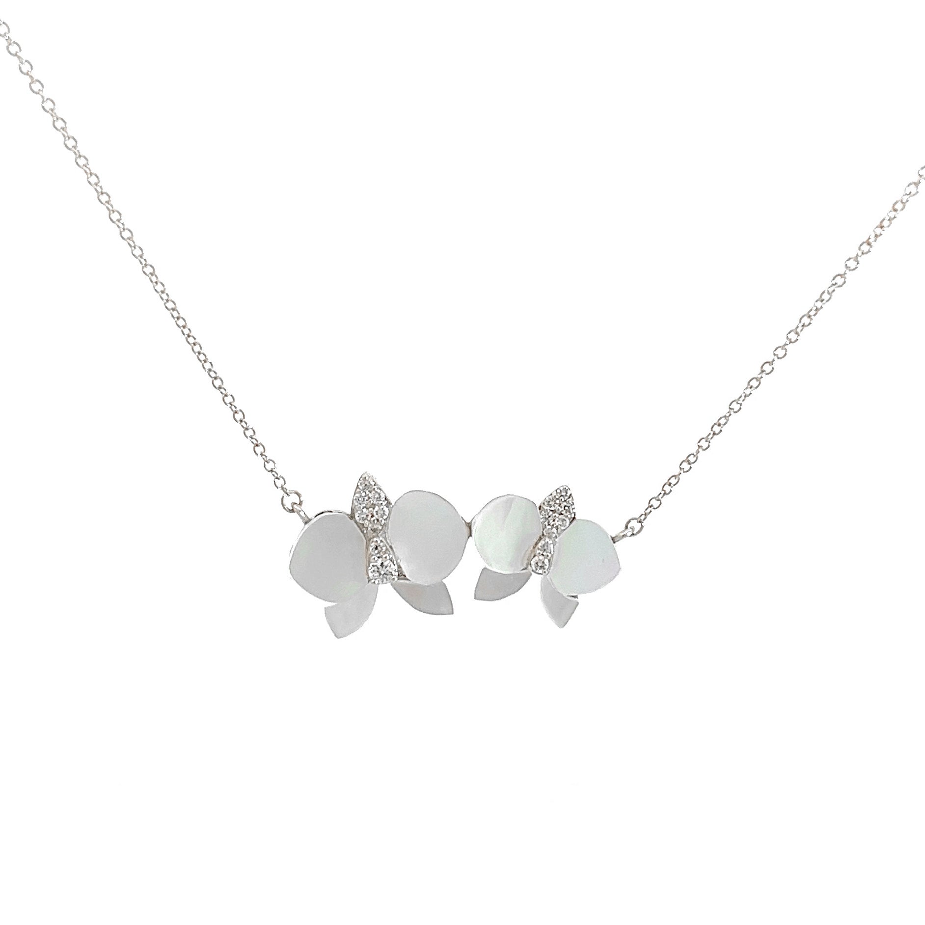 Eternelle Orchid Necklace Mother of Pearl Diamond White Gold