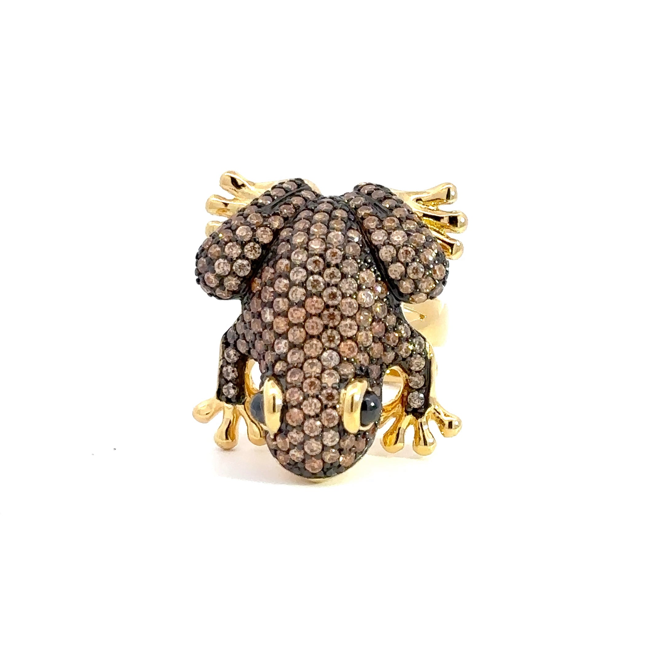 Lucky Brown Frog Silver Ring