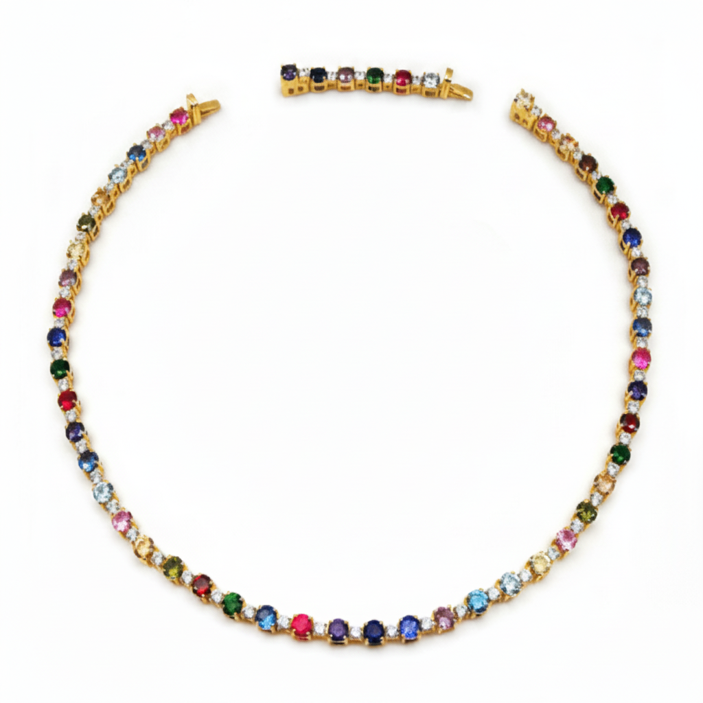 Lollipop Rainbow Tennis Necklace by Natkina