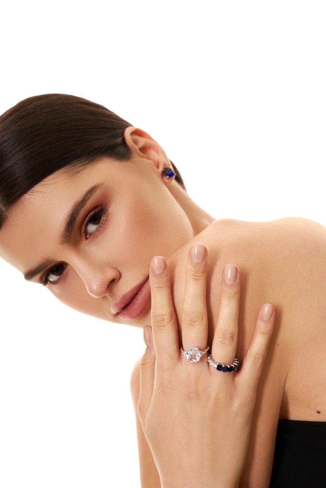 Long Cushion Cut Diamond Alternative Silver Ring Karolina by Natkina