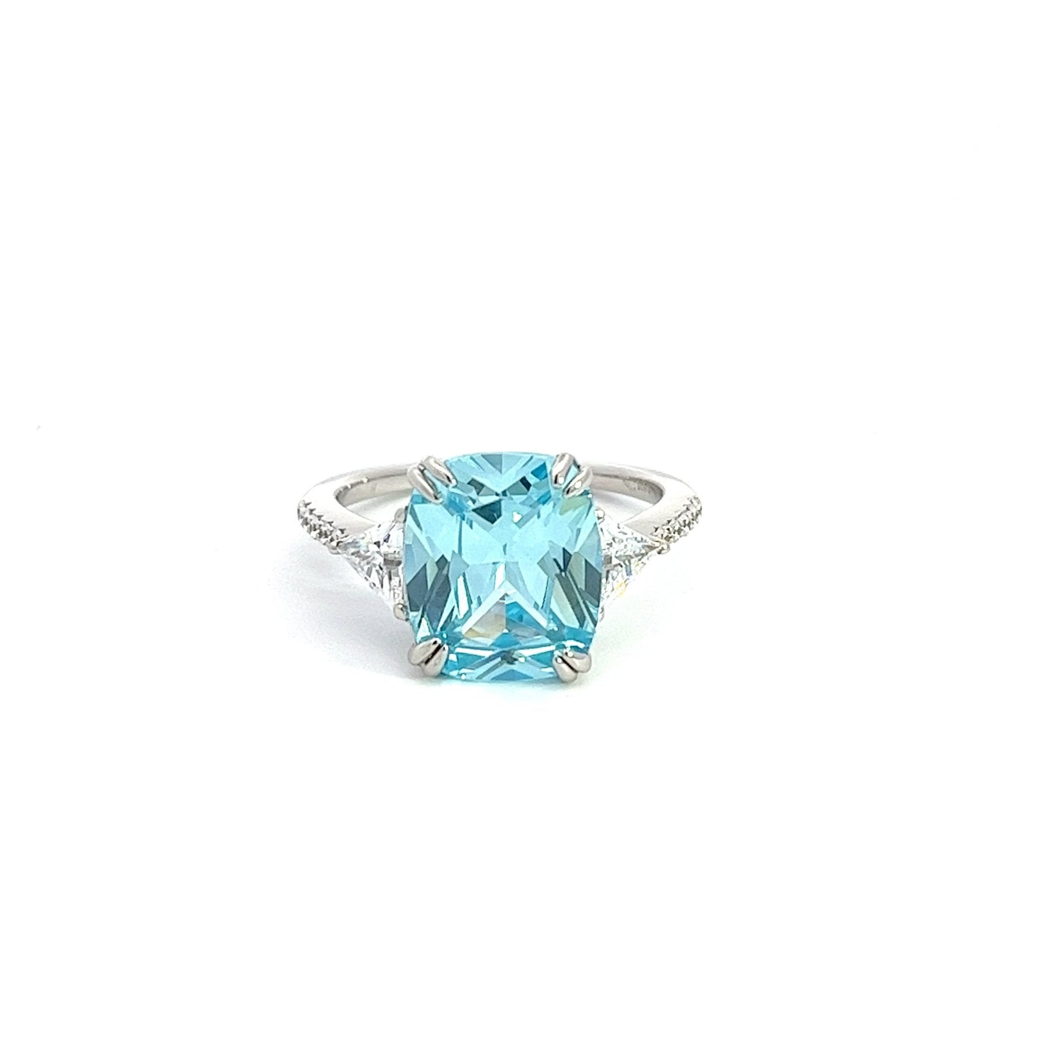 Long Cushion Cut Diamond Alternative Silver Ring Karolina by Natkina