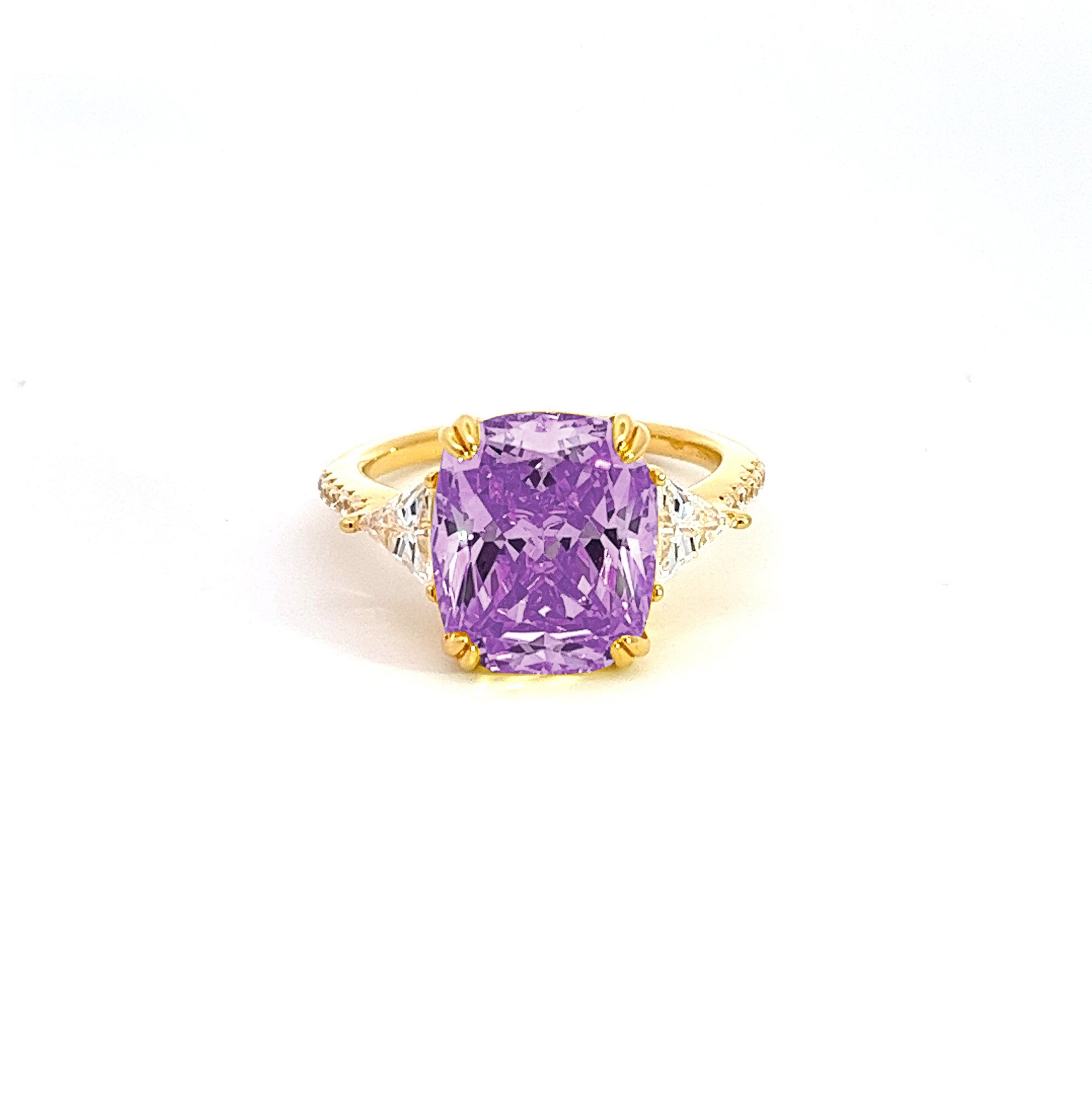 Long Cushion Cut Diamond Imitation Yellow Ring Karolina by Natkina