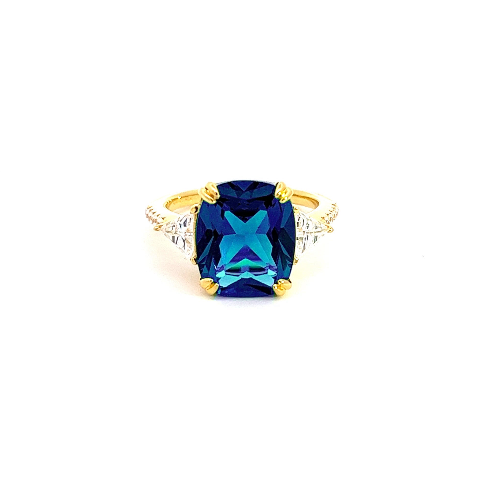 Long Cushion Cut Diamond Imitation Yellow Ring Karolina by Natkina
