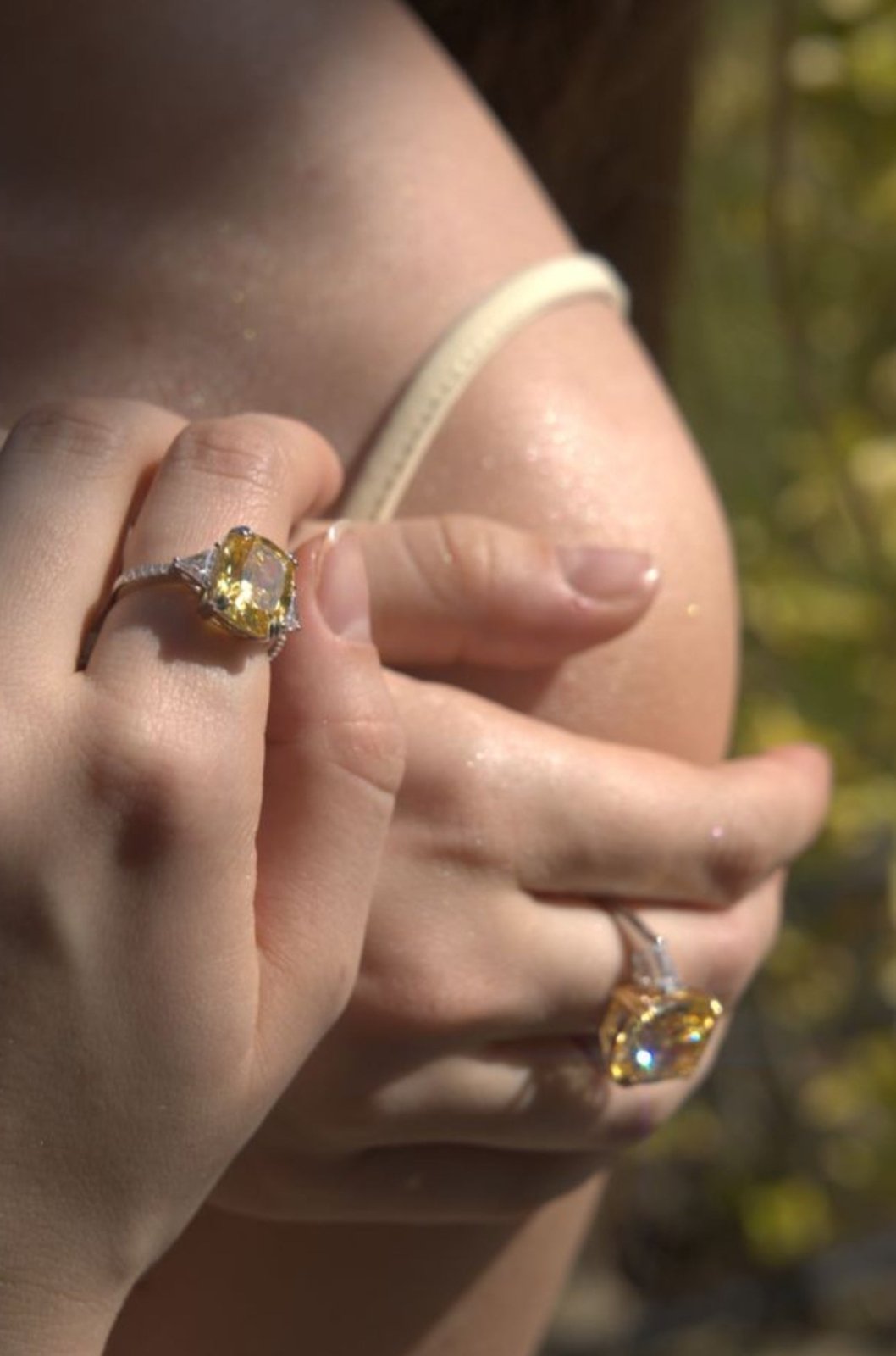 Long Cushion Cut Karolina White Silver Ring by Natkina