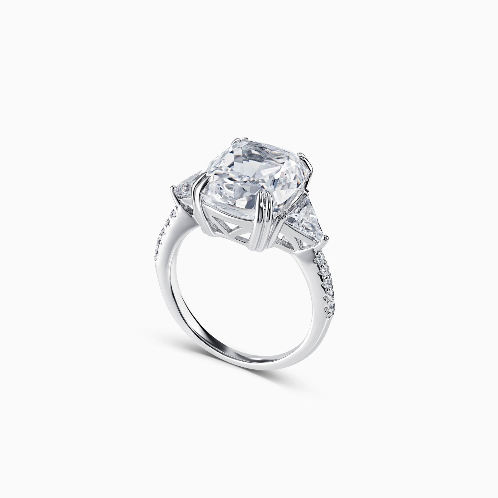 Long Cushion Cut Karolina White Silver Ring by Natkina