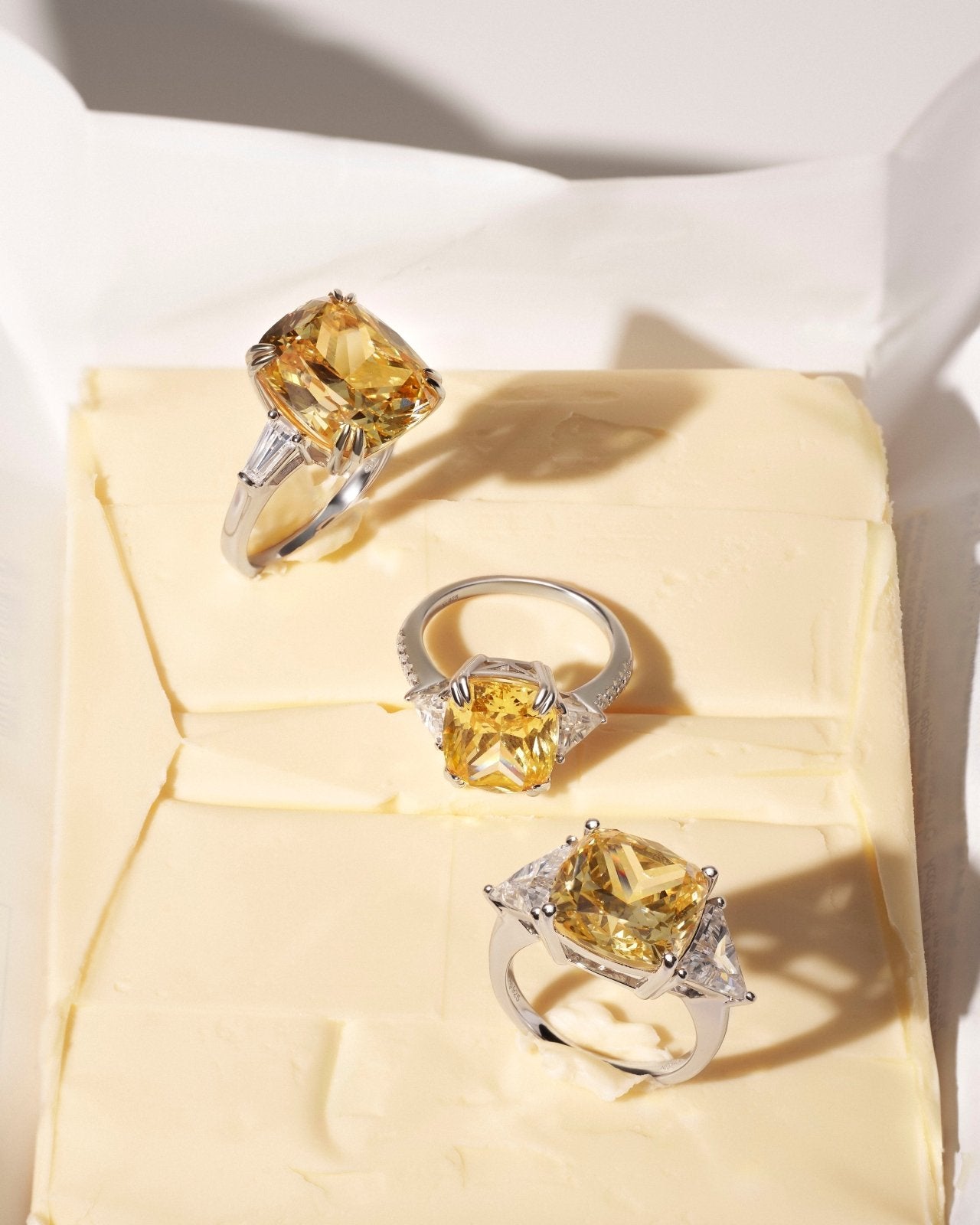 Long Cushion Cut Karolina White Silver Ring by Natkina