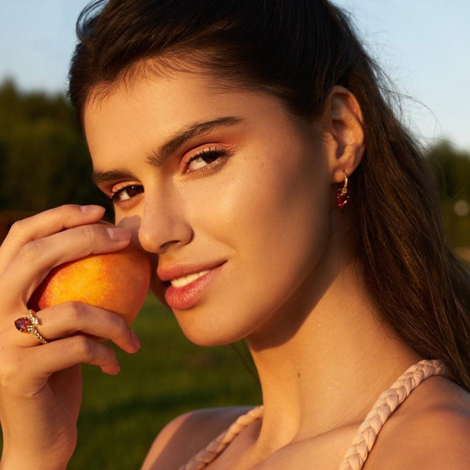 Lover Back Heart Cut Silver Earrings Peach Fuzz SS24 by Natkina