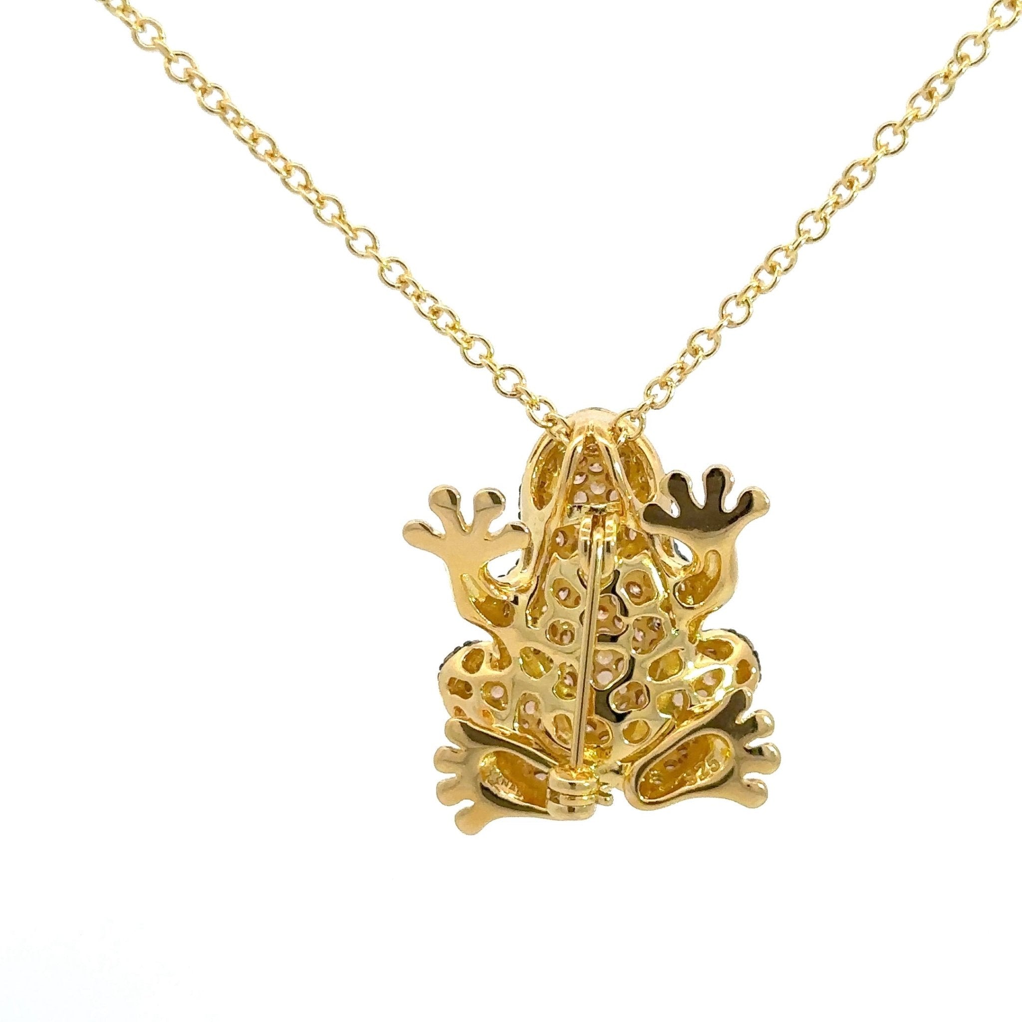 Lucky Brown Frog Silver Pendant by Natkina