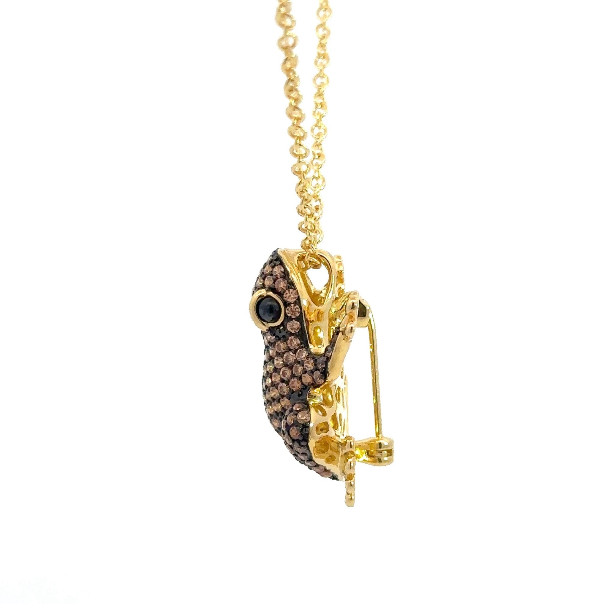 Lucky Brown Frog Silver Pendant by Natkina