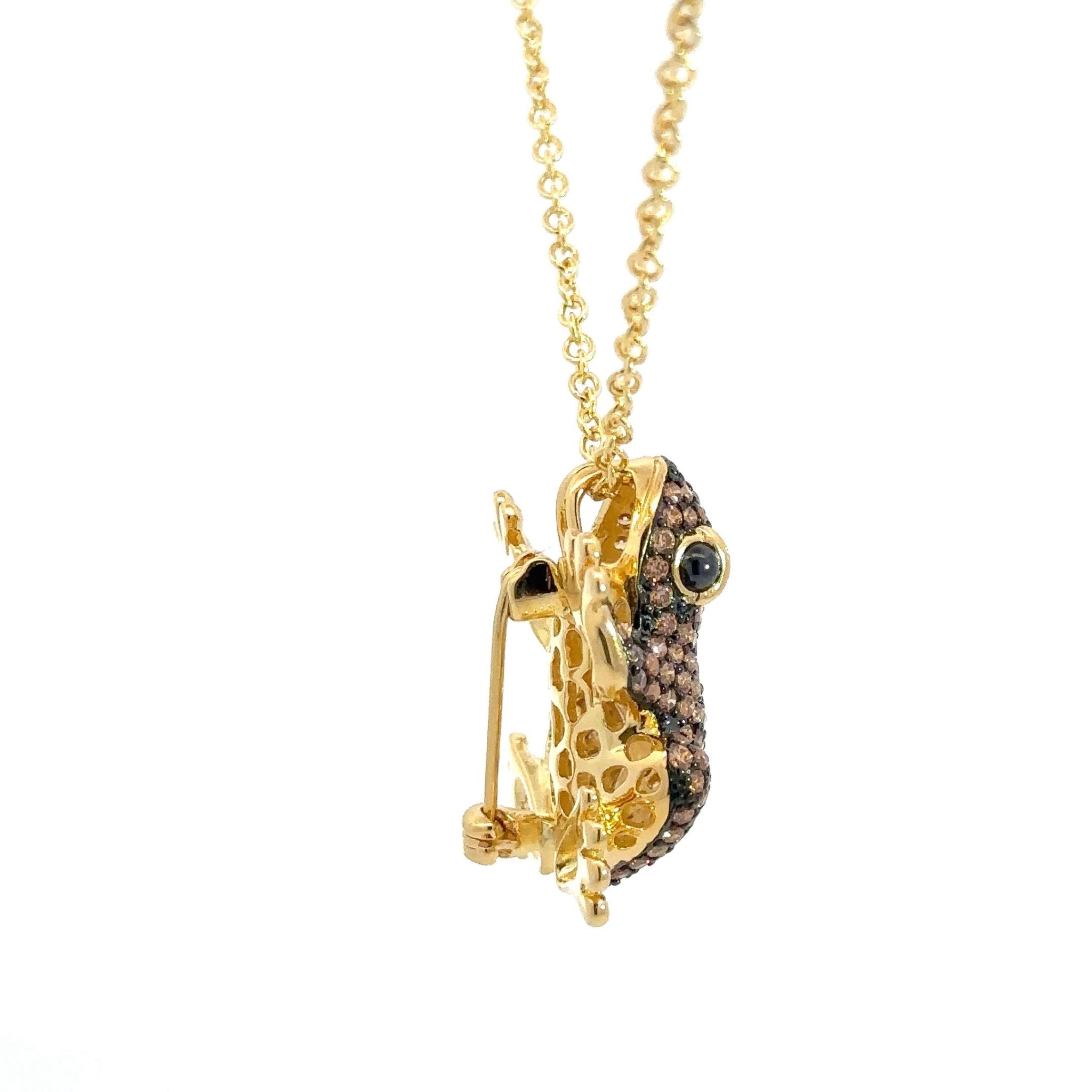 Lucky Brown Frog Silver Pendant by Natkina