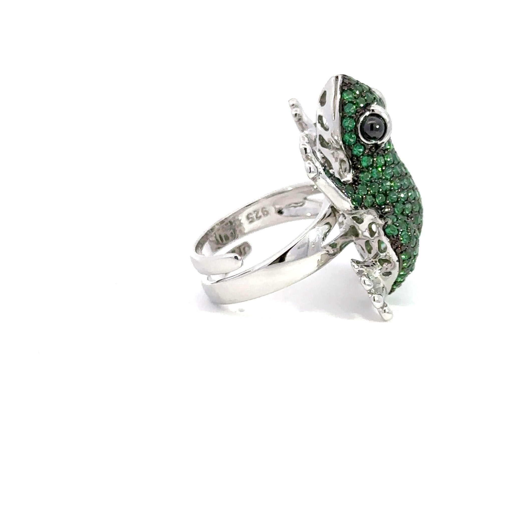 Lucky Green Frog Silver Ring by Natkina