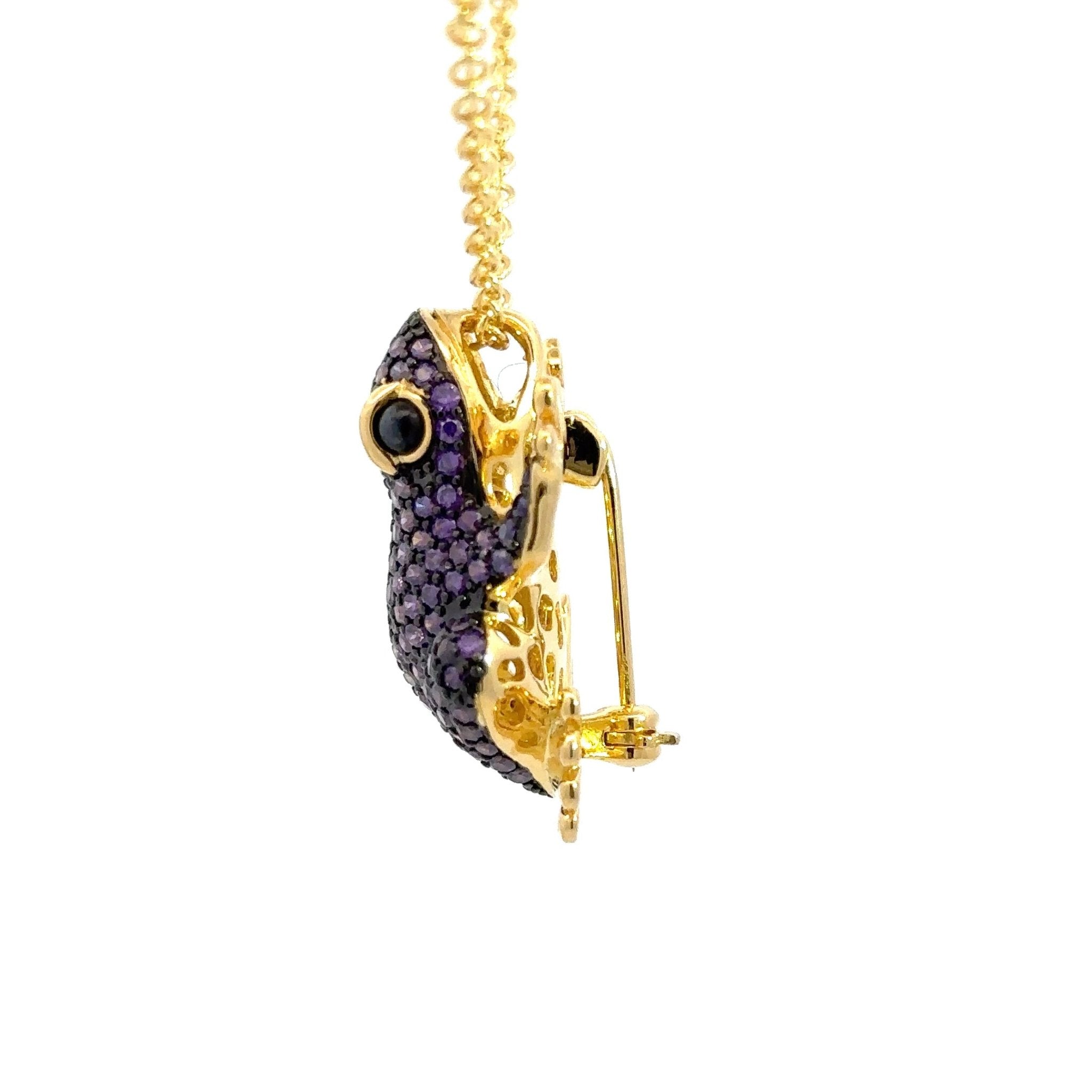 Lucky Purple Frog Silver Pendant by Natkina