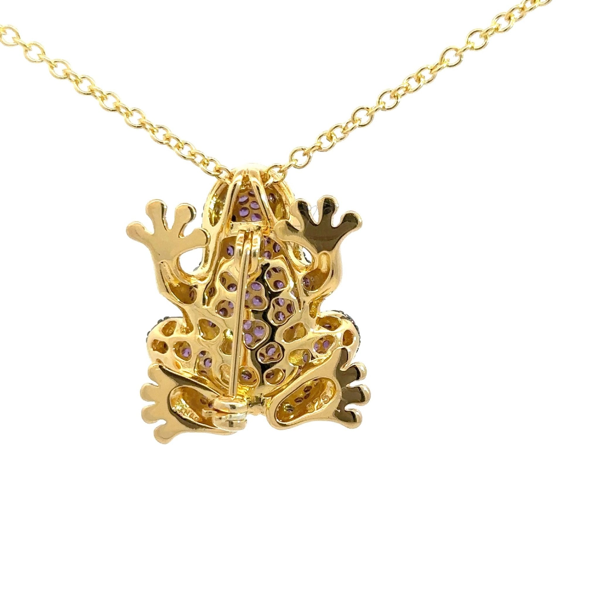 Lucky Purple Frog Silver Pendant by Natkina