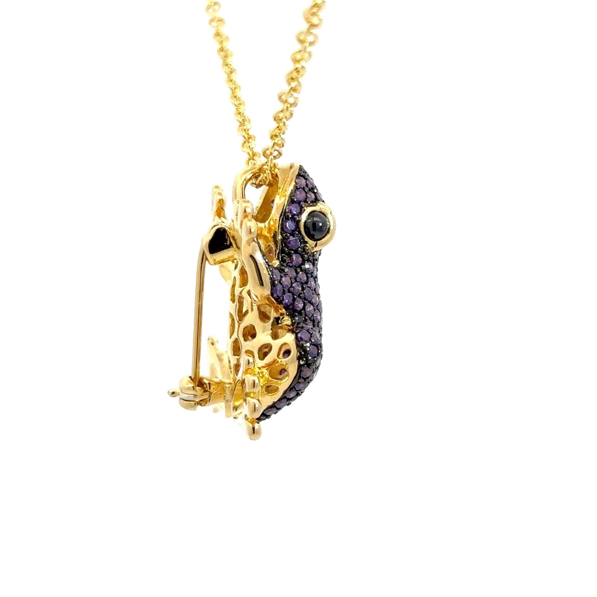 Lucky Purple Frog Silver Pendant by Natkina