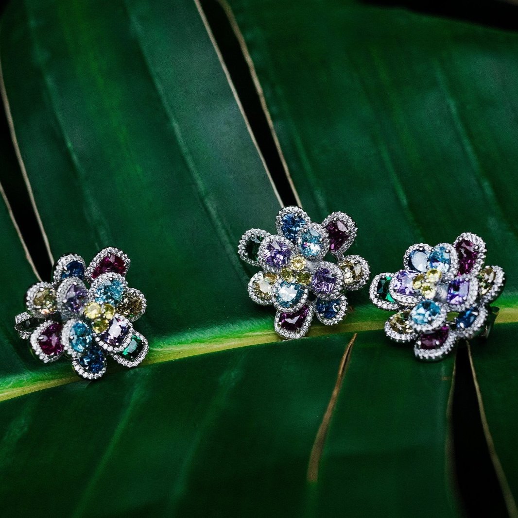 Multi Flower Silver Ring by Natkina